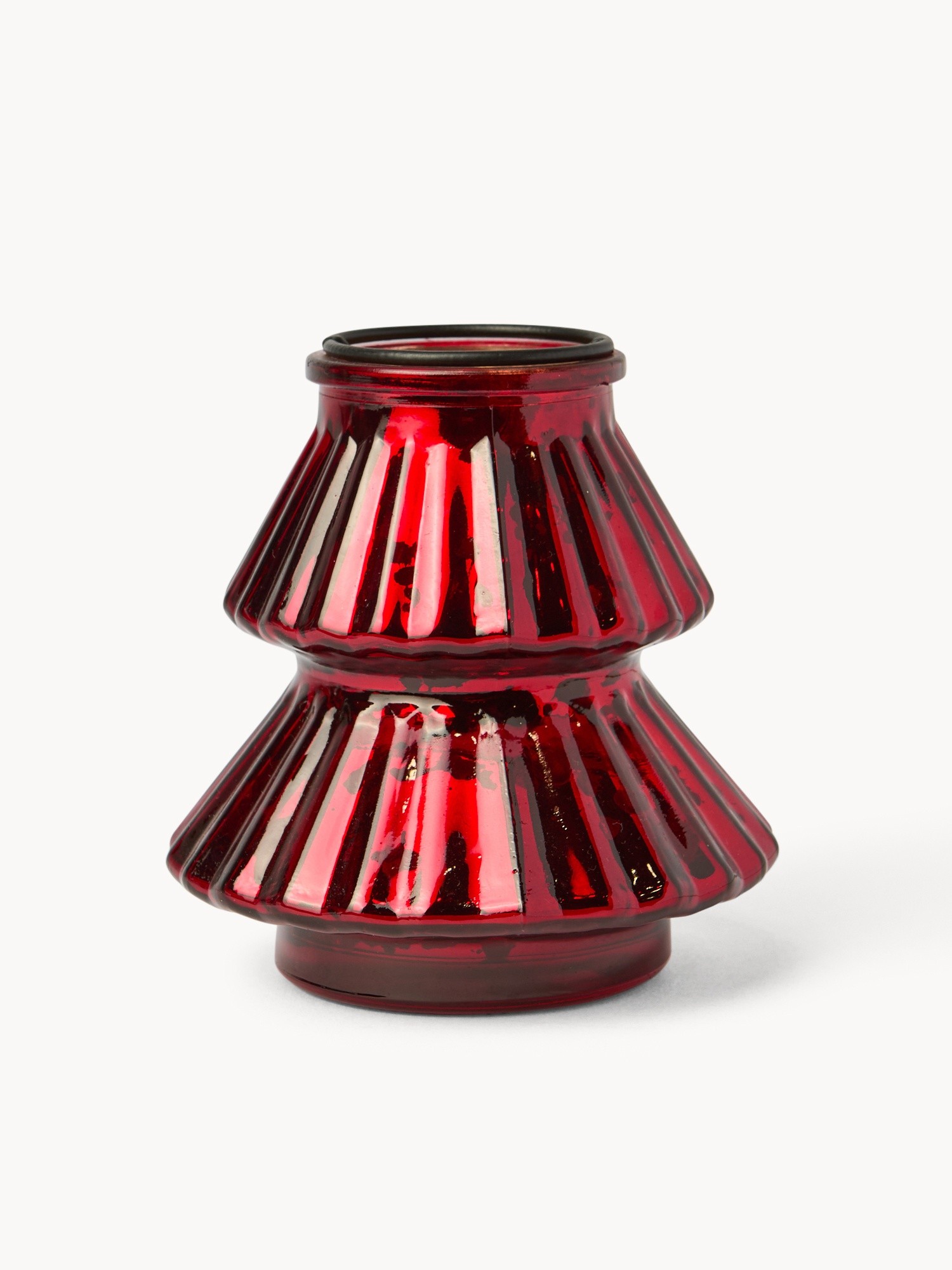 Porta t-light in vetro ad albero di Natale, Rosso, large image number 0