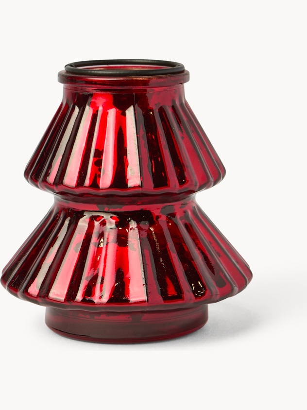 Porta t-light in vetro ad albero di Natale