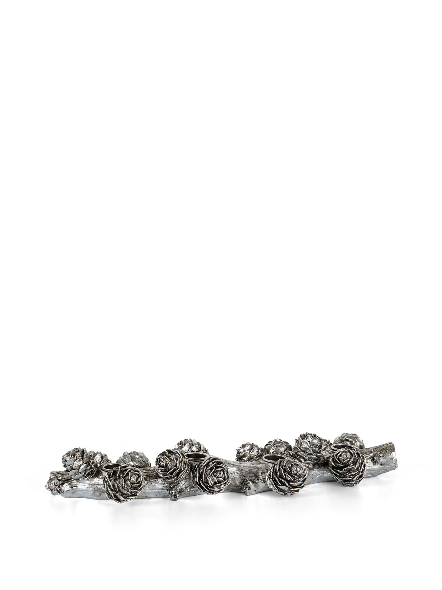 Branch-shaped candlestick with pine cones, Silver Grey, large image number 0