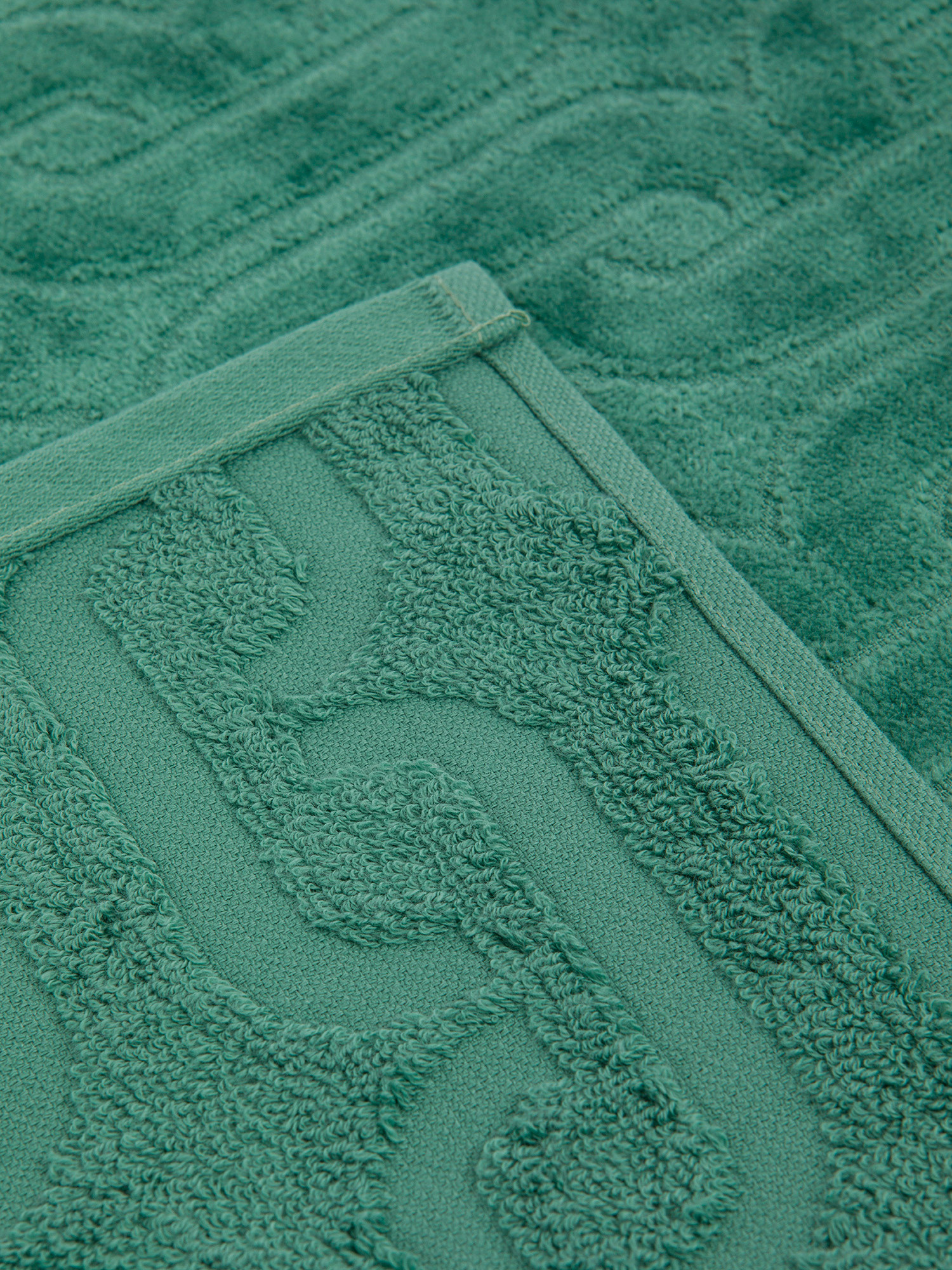 Cotton velour towel with geometric relief pattern, Green, large image number 2
