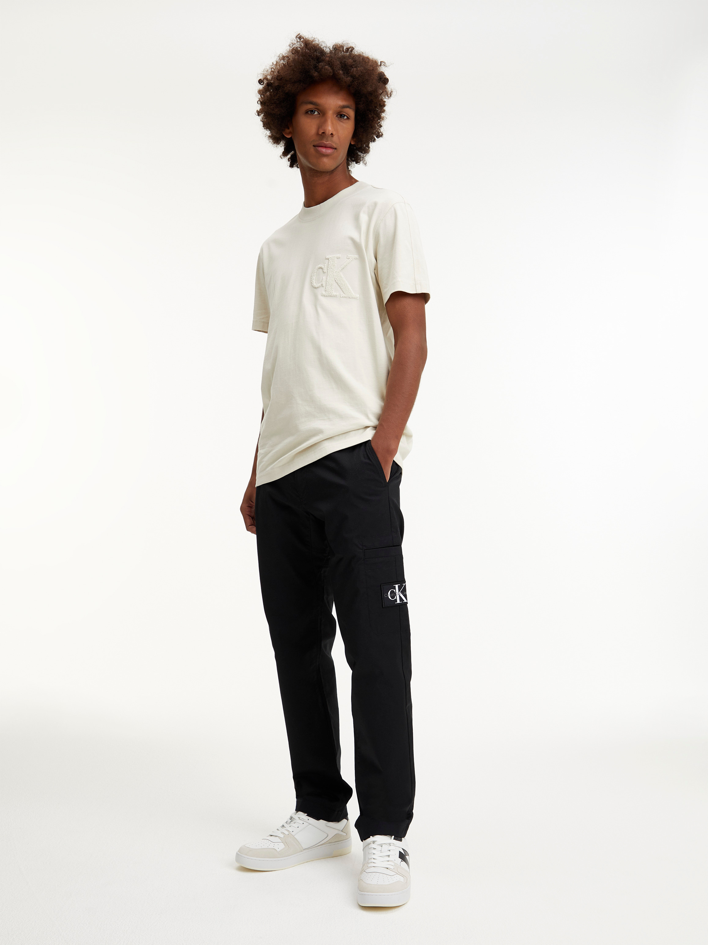 Calvin Klein Jeans -Pantaloni chino con logo, Nero, large image number 3