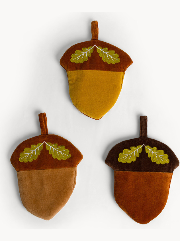 Pure cotton velvet acorn-shaped potholder