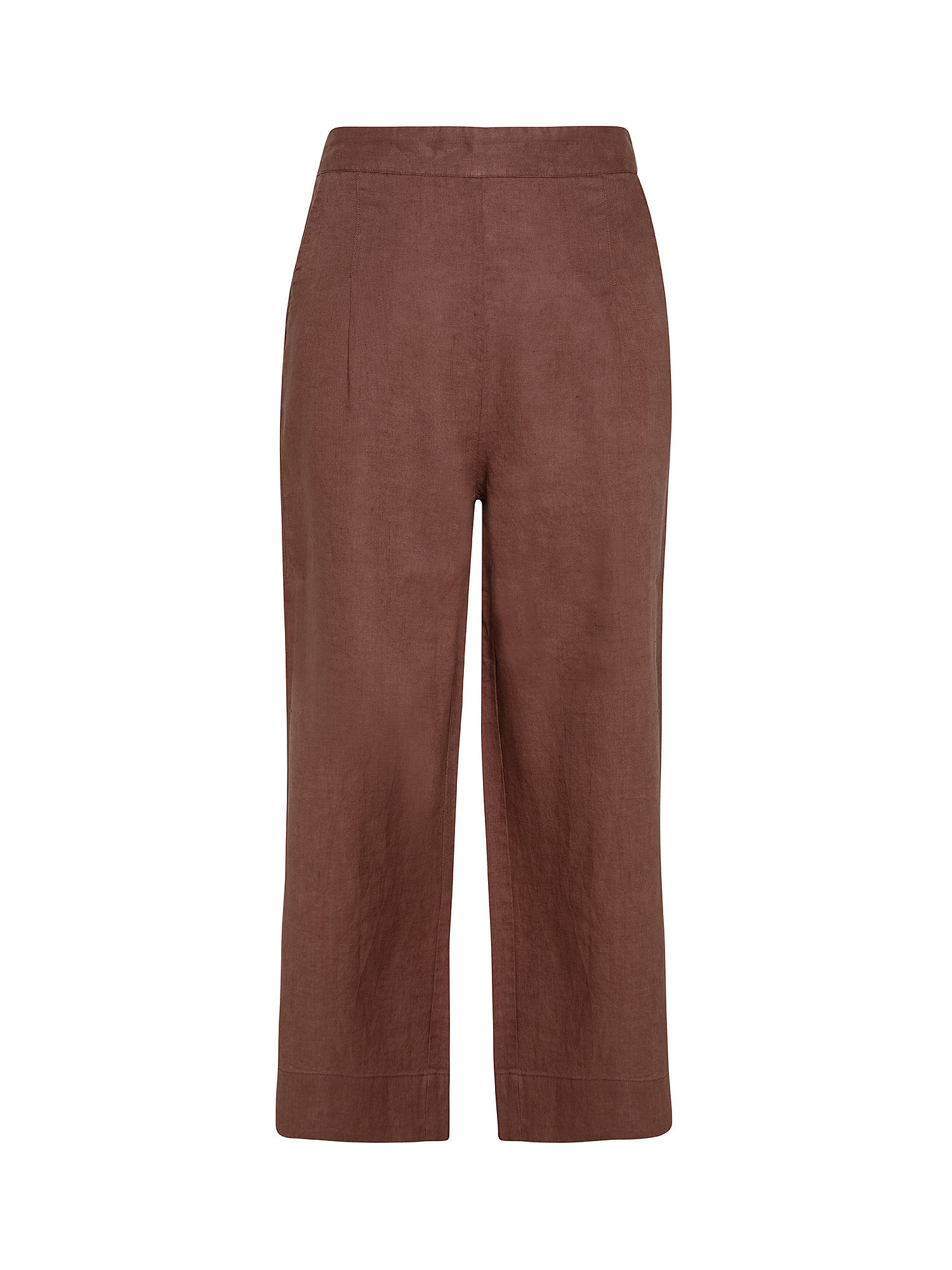 Pantaloni puro lino con spacchi, Marrone, large image number 0