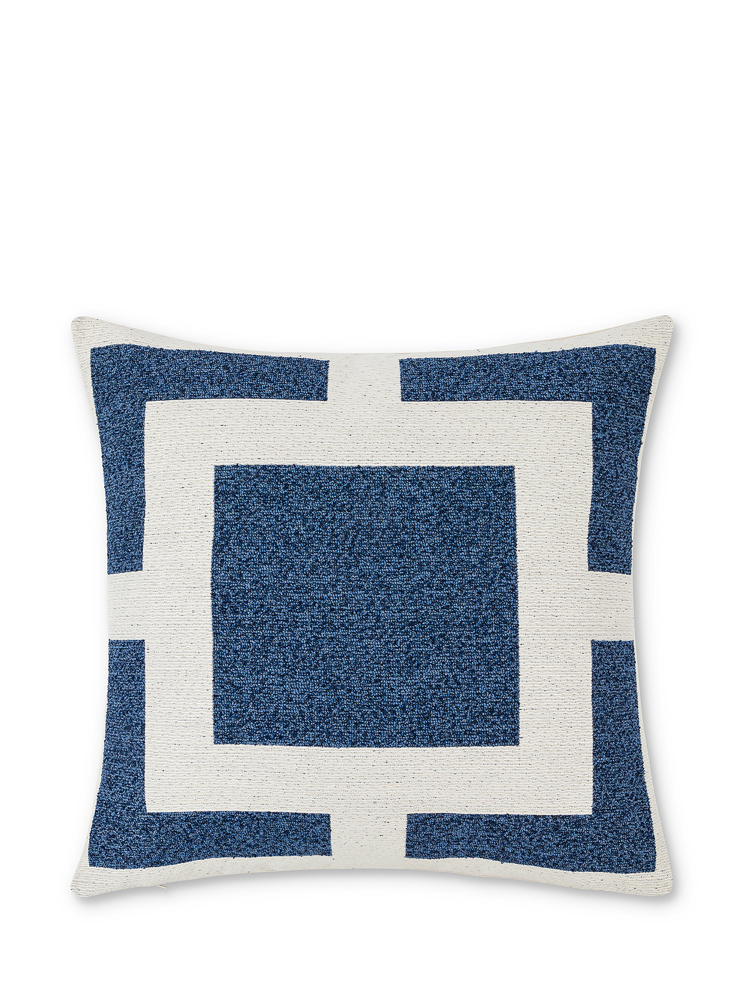 Geometric motif fabric cushion 50x50cm, Blue, large image number 0