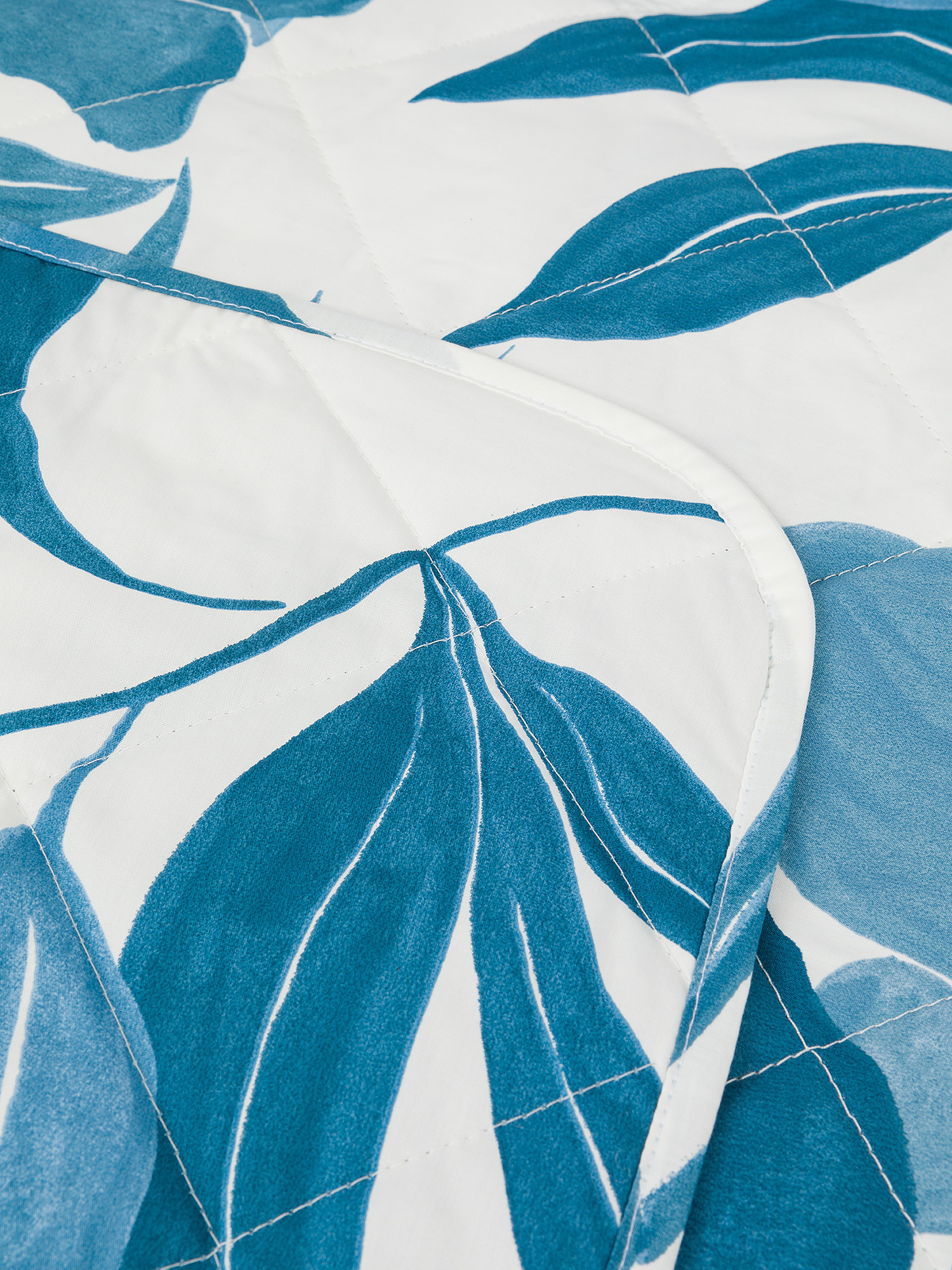 Trapunta percalle di cotone fantasia floreale, Blu, large image number 1