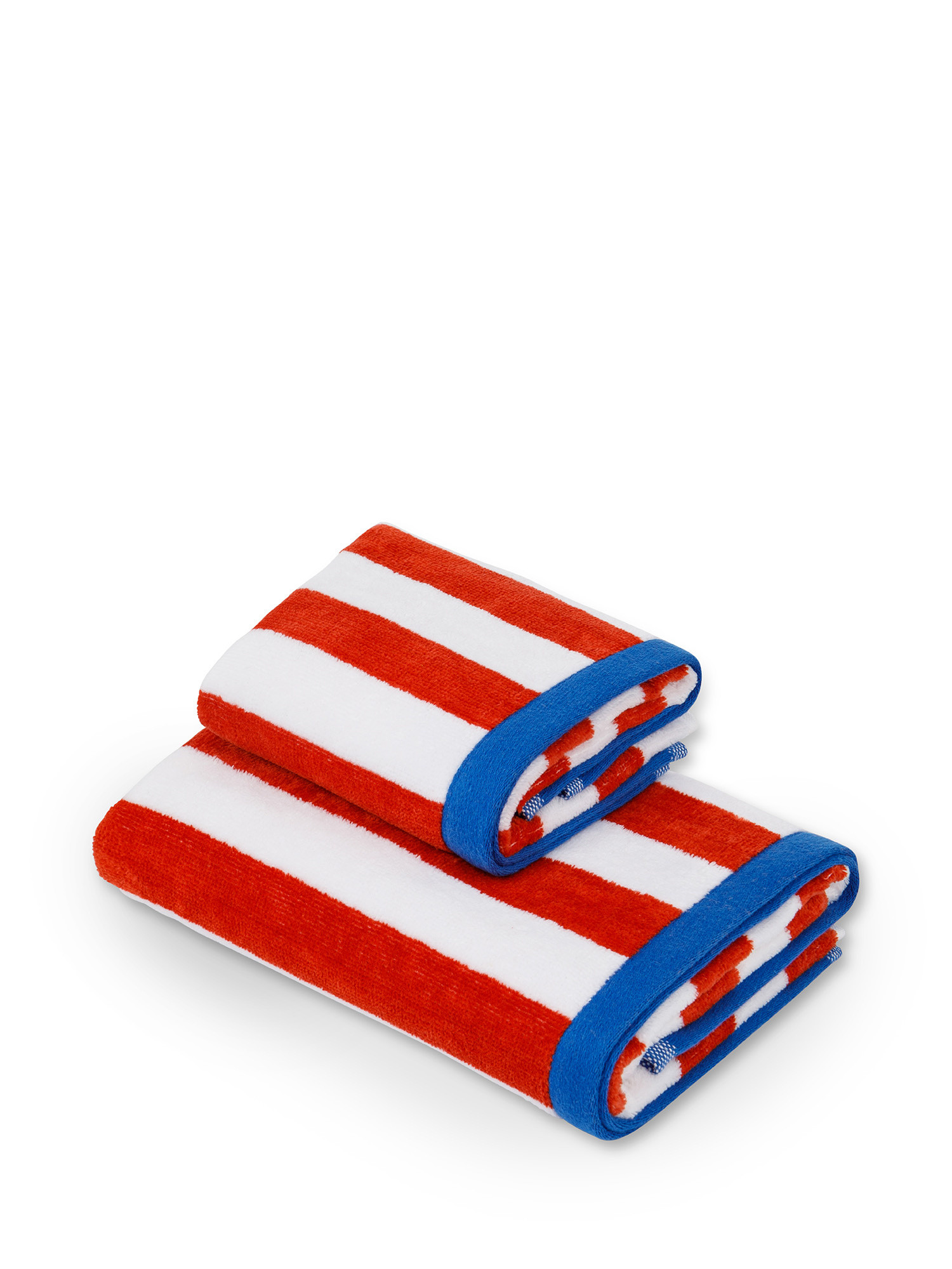 Velor cotton towel with sailor stripes motif, Red, large image number 0