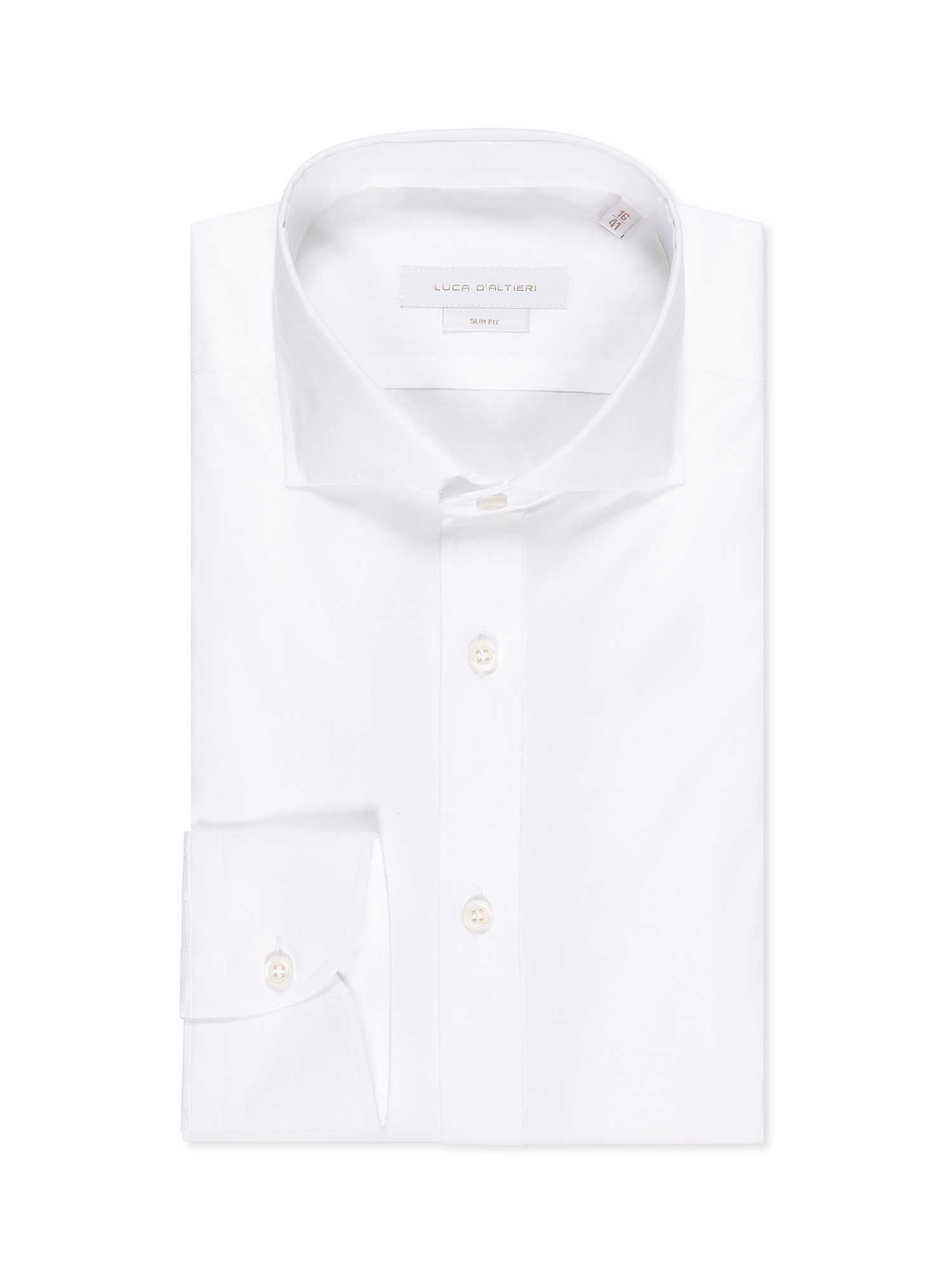 Camicia slim fit in cotone elasticizzato, Bianco, large image number 0