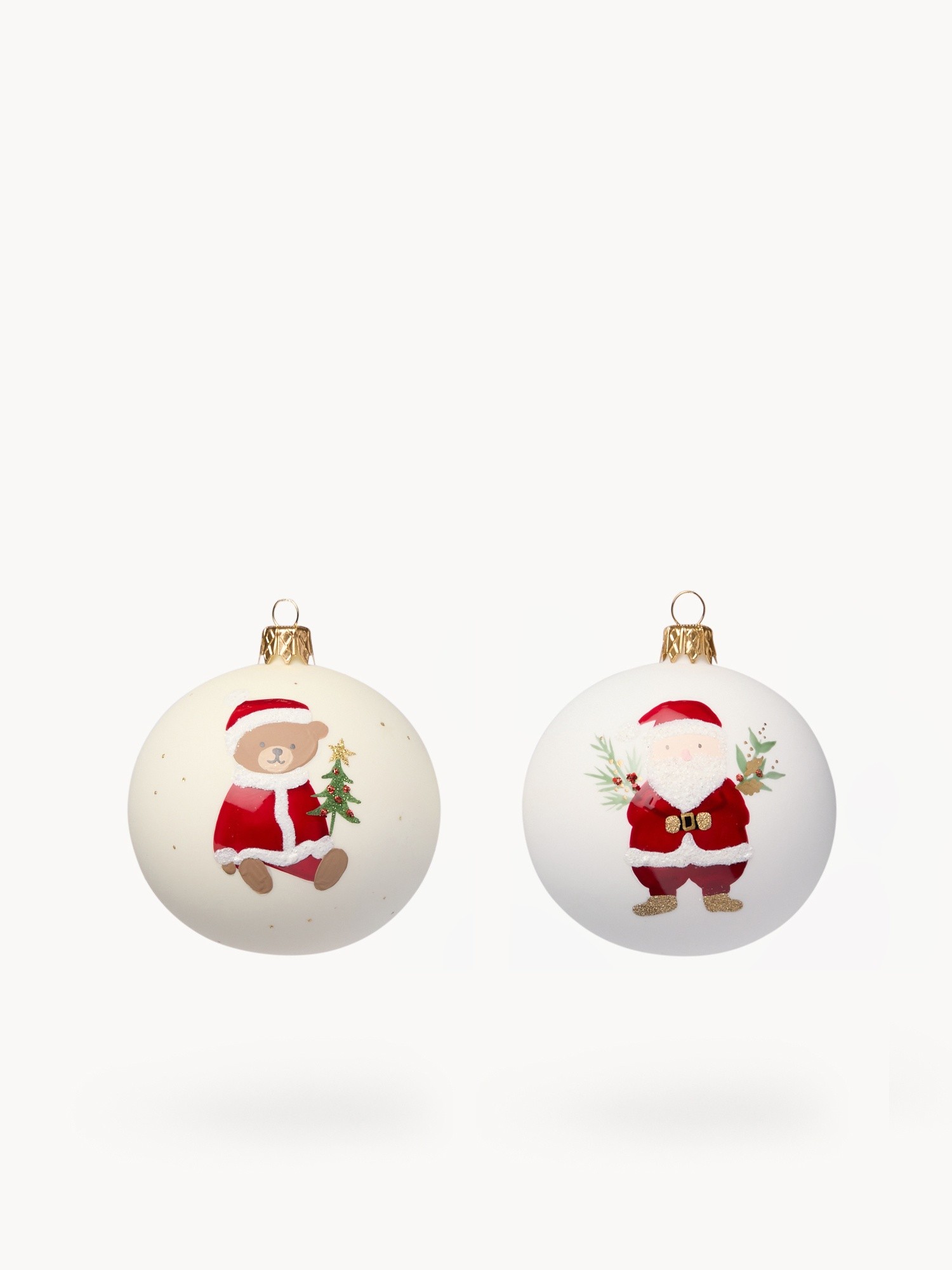 Mouth-blown glass decoration,hand-decorated by European artisans, White, large image number 0