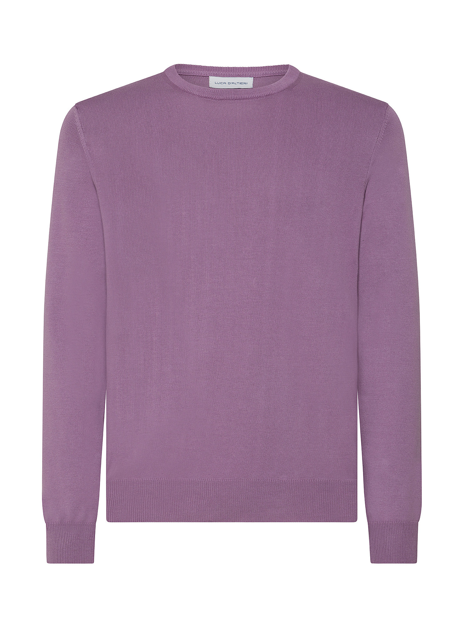 Luca D'Altieri - Crew neck sweater in extrafine pure cotton, Purple Lilac, large image number 0