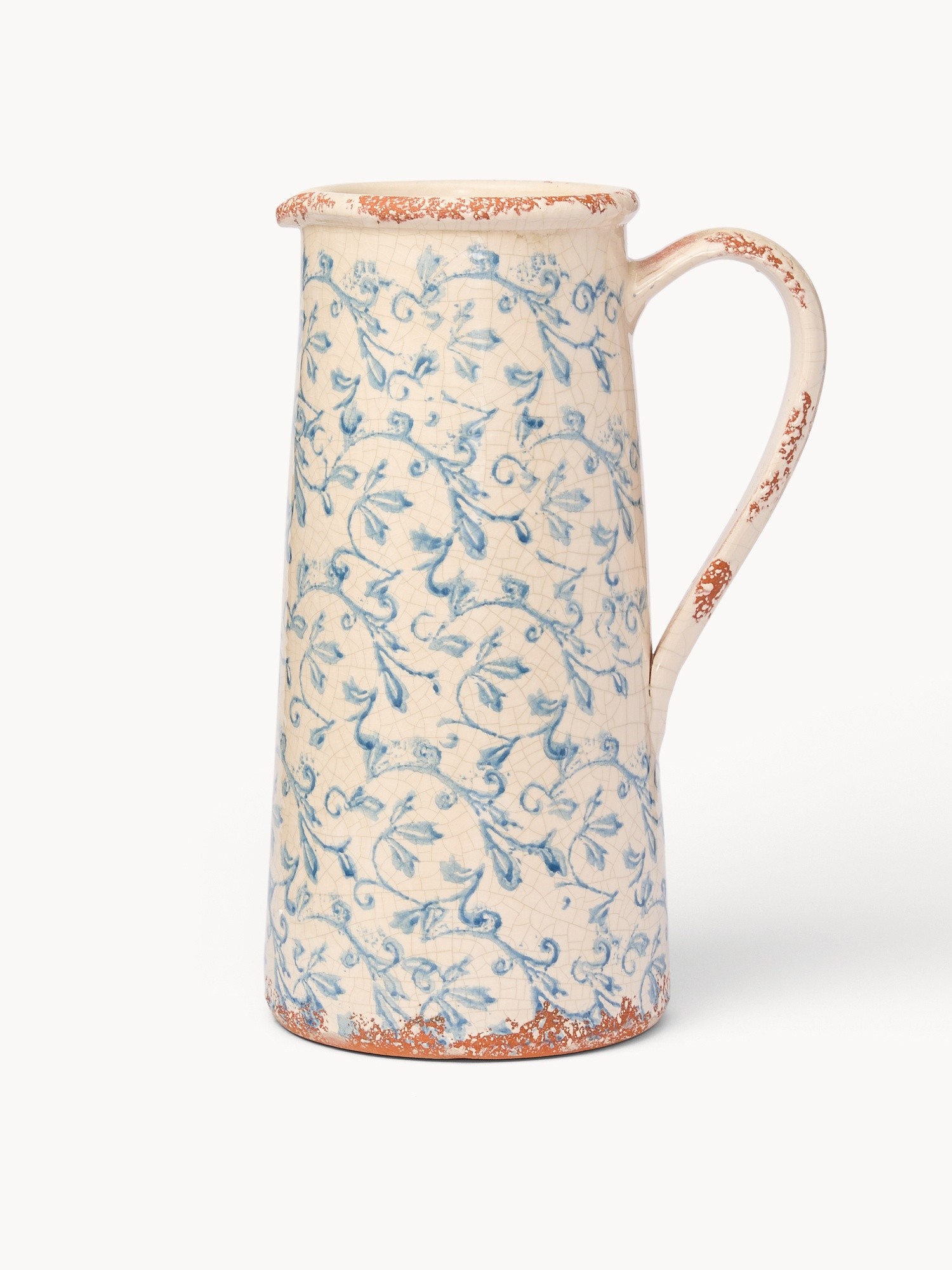 Vaso in ceramica portoghese prodotta artigianalmente, Bianco/Azzurro, large image number 0