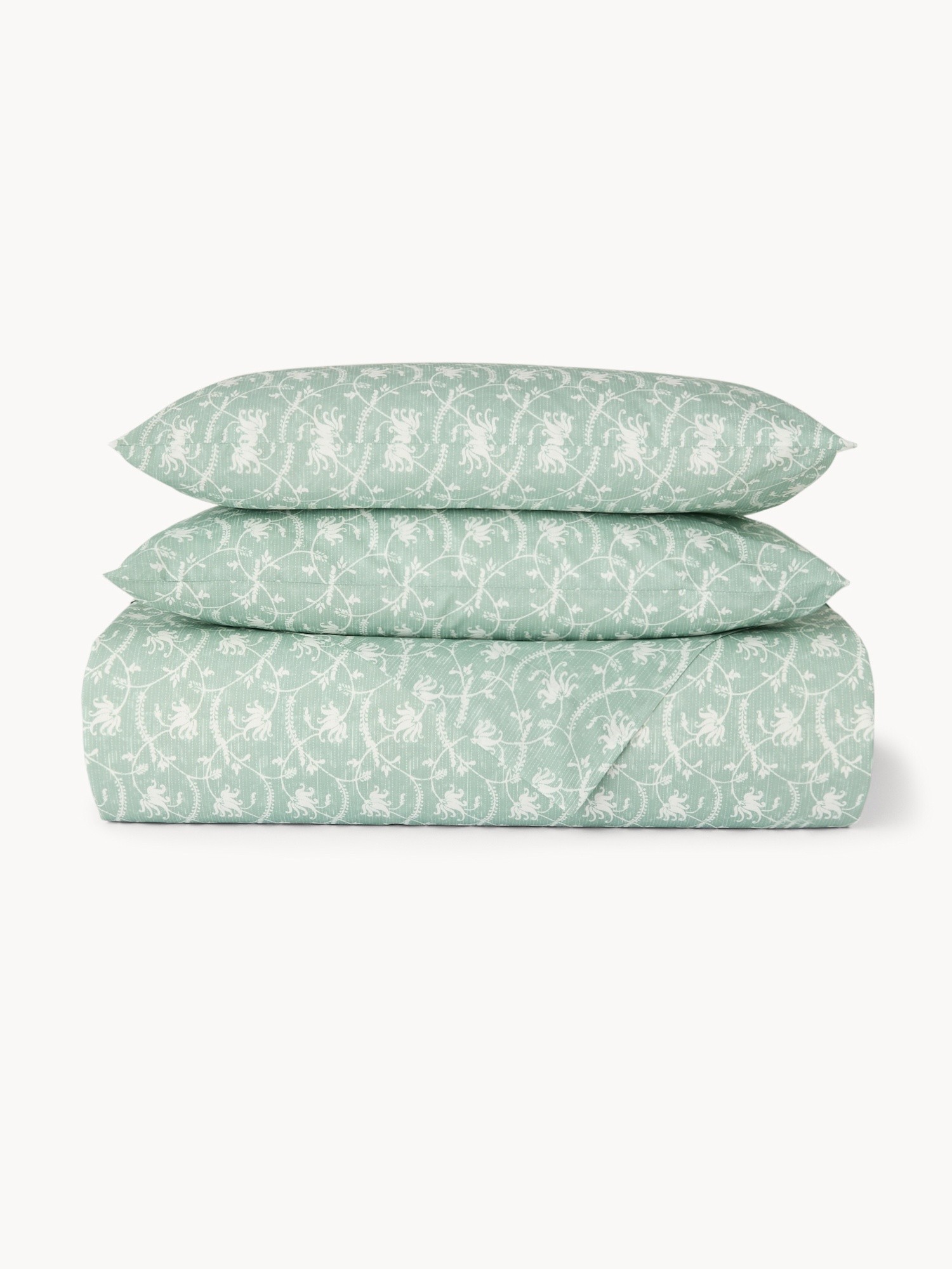 Parure lenzuolo in puro cotone fantasia floreale - Prezzo di lancio, Verde, large image number 0