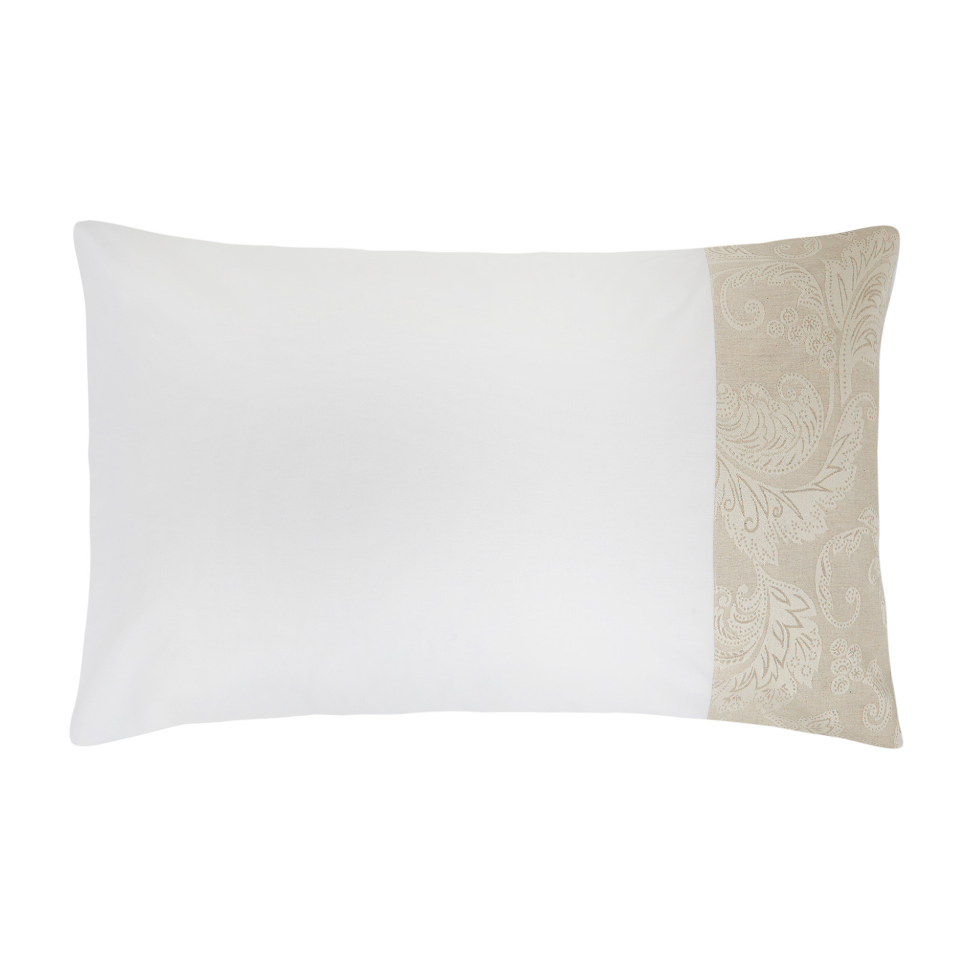 Portofino pillowcase in 100% cotton with linen trim, White, large image number 0