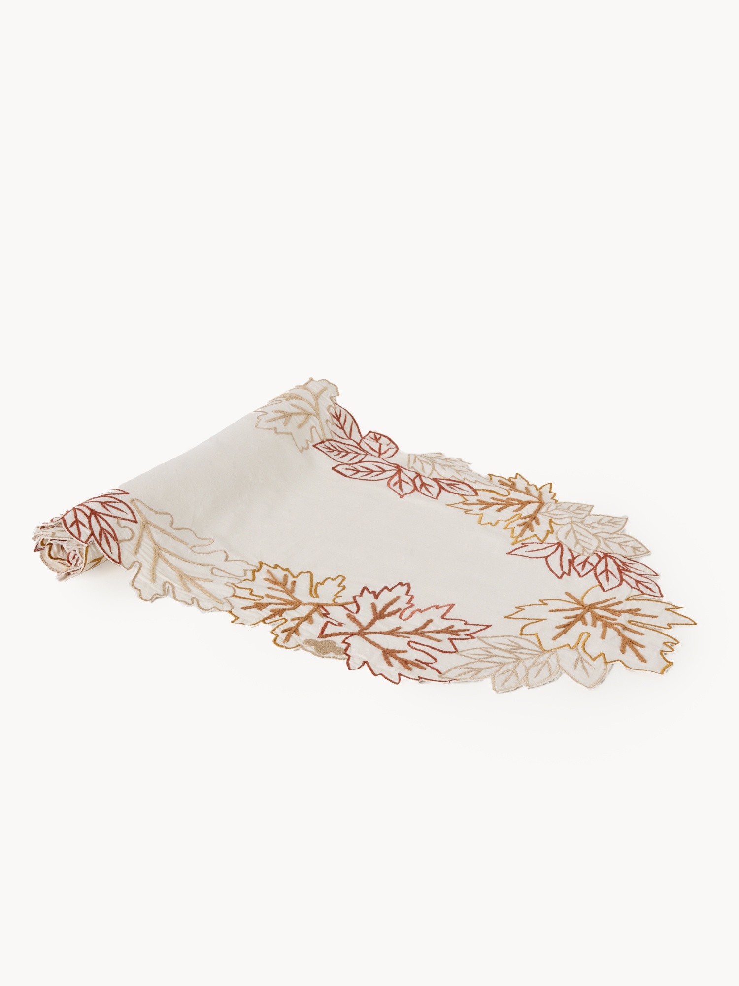 Embroidered foliage cotton table runner, Multicolor, large image number 0
