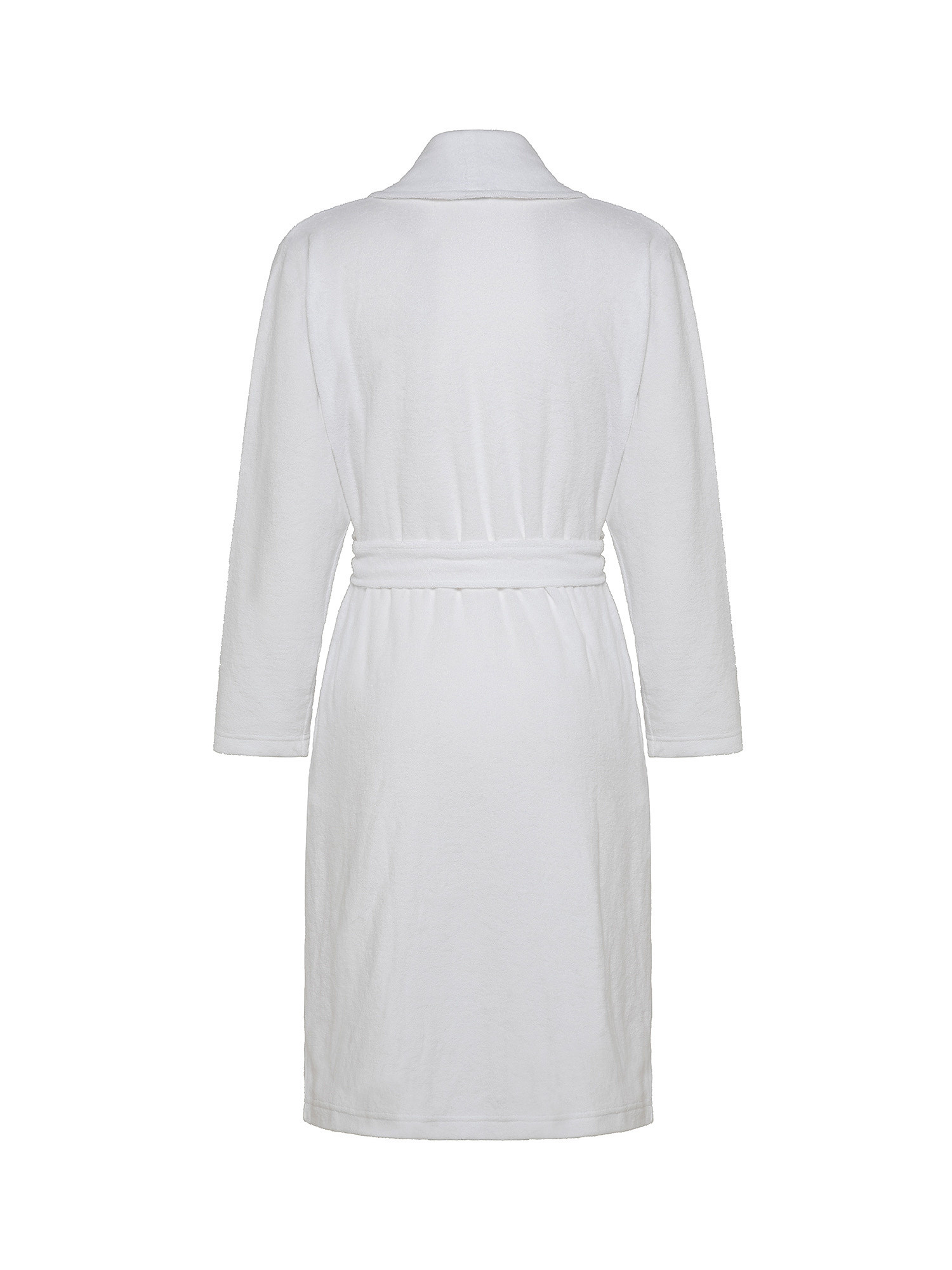 Short bathrobe in solid color micro terry, White, large image number 1
