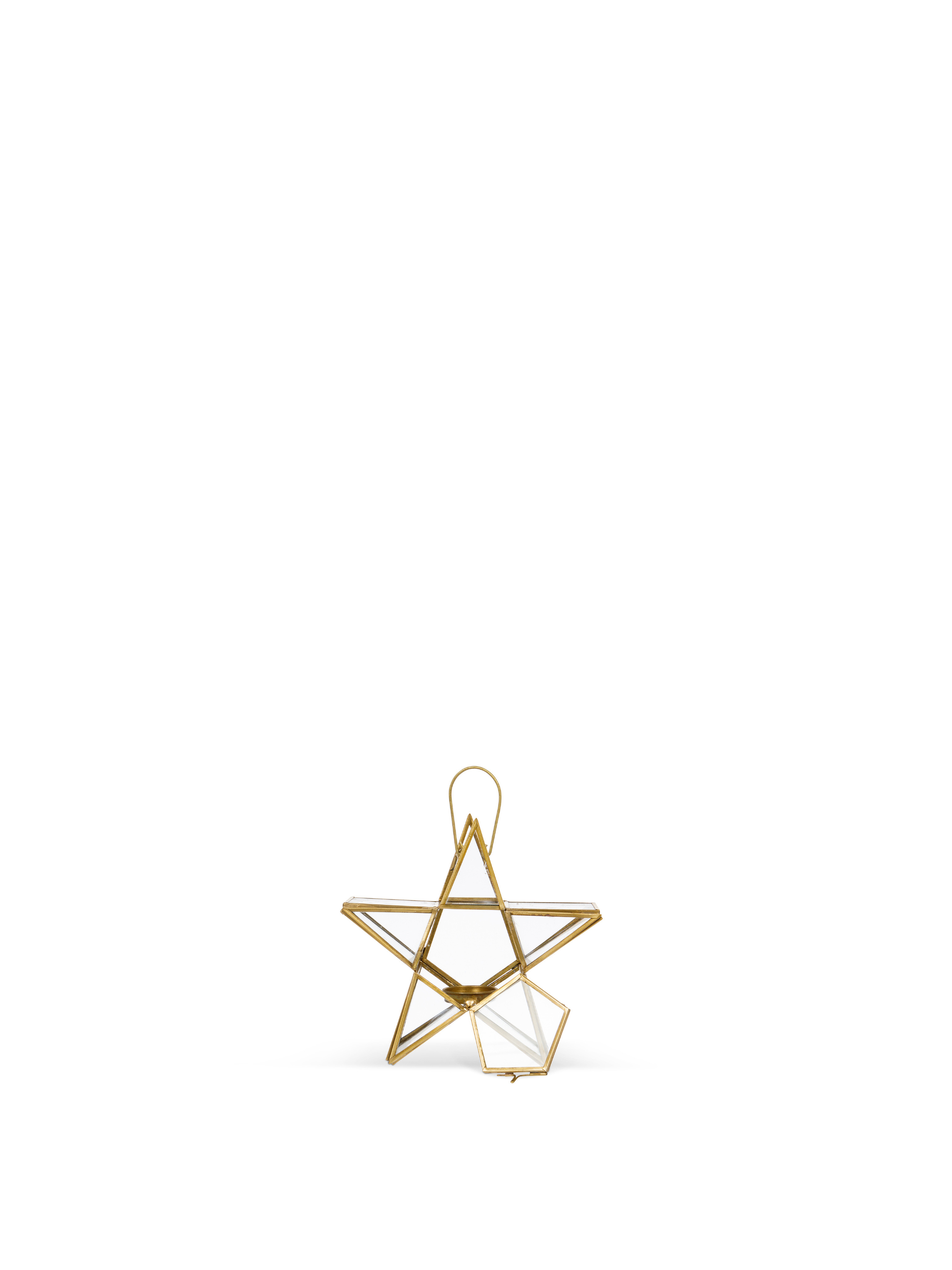 Glass hanging star lantern, Gold, large image number 1