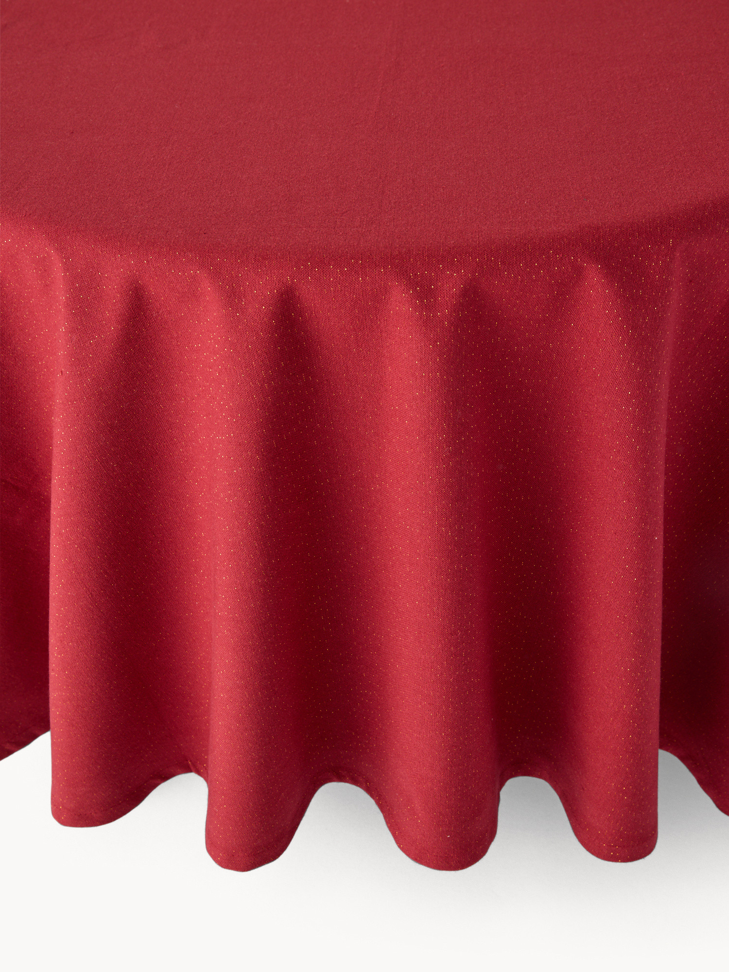 Round cotton and lurex tablecloth, Red, large image number 0