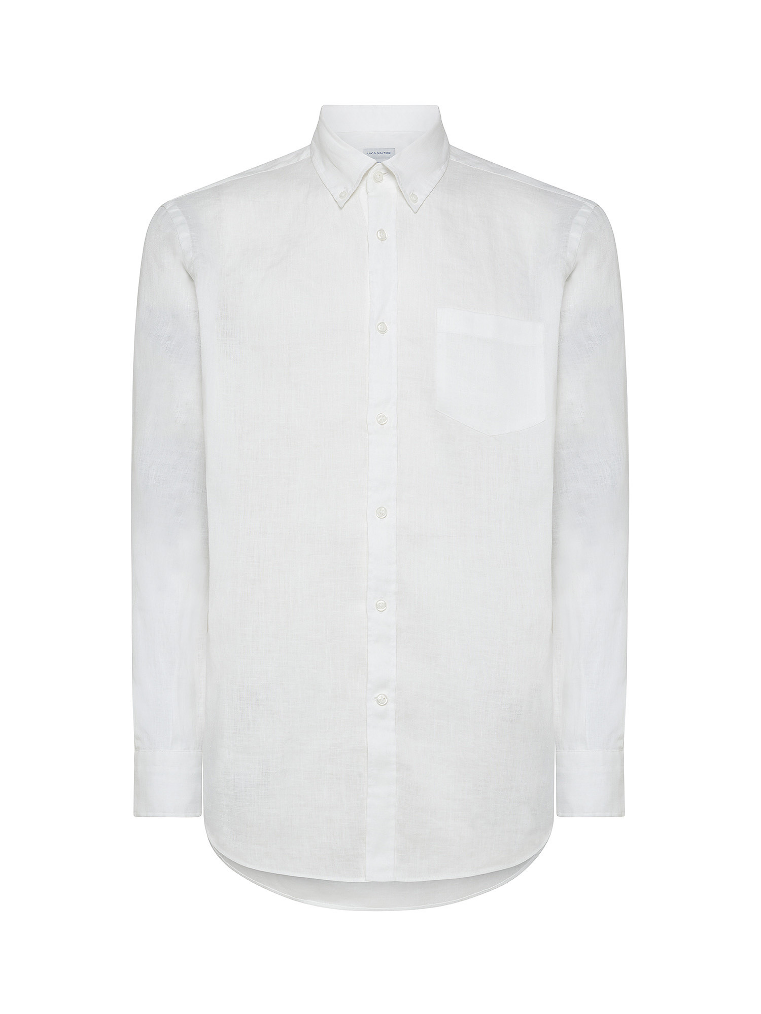 Luca D'Altieri - Camicia regular fit in puro lino, Bianco, large image number 0