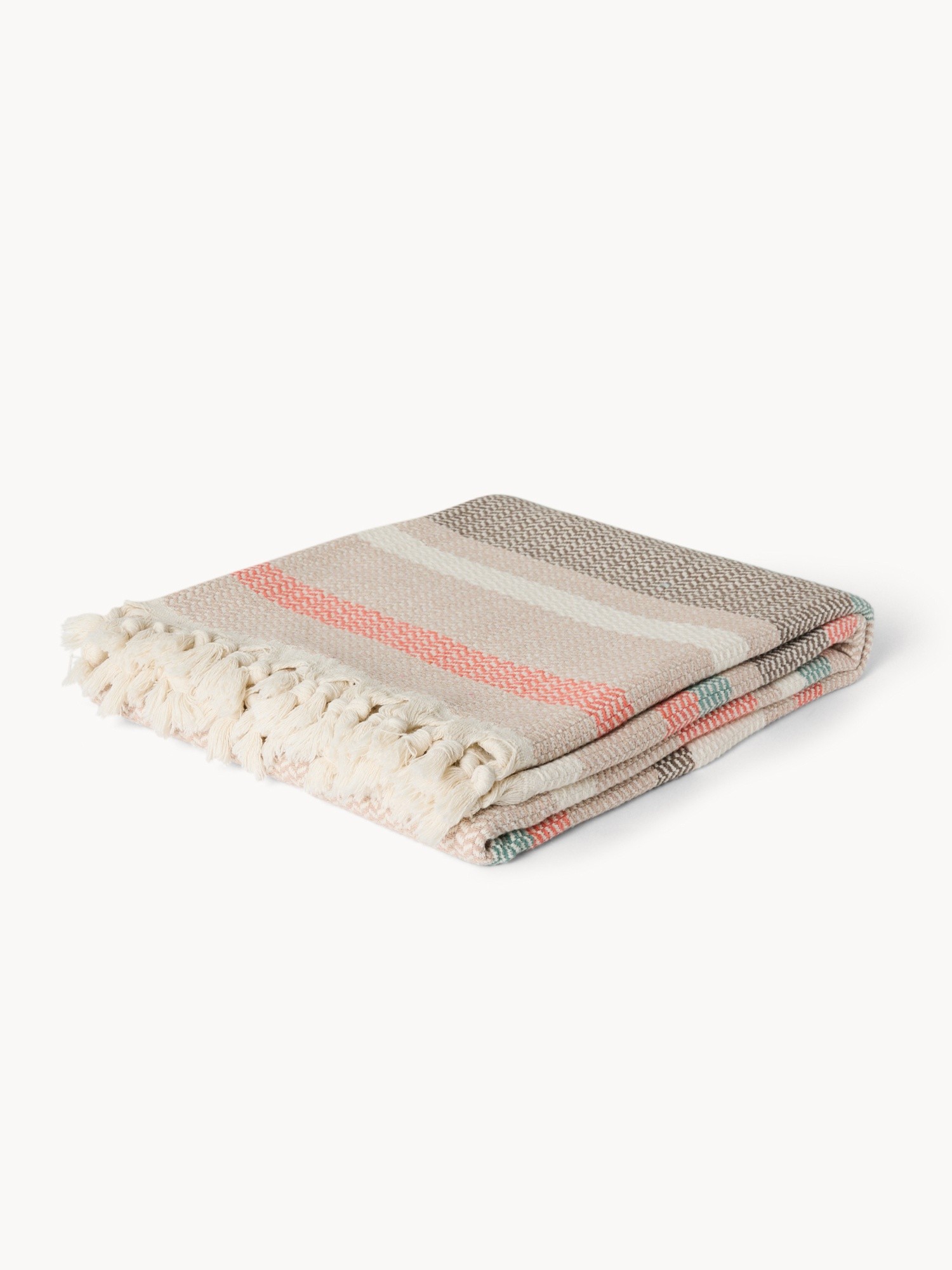 Pure Cotton Jacquard Throw - Introductory Price, Arancione/ Azzurro, large image number 0