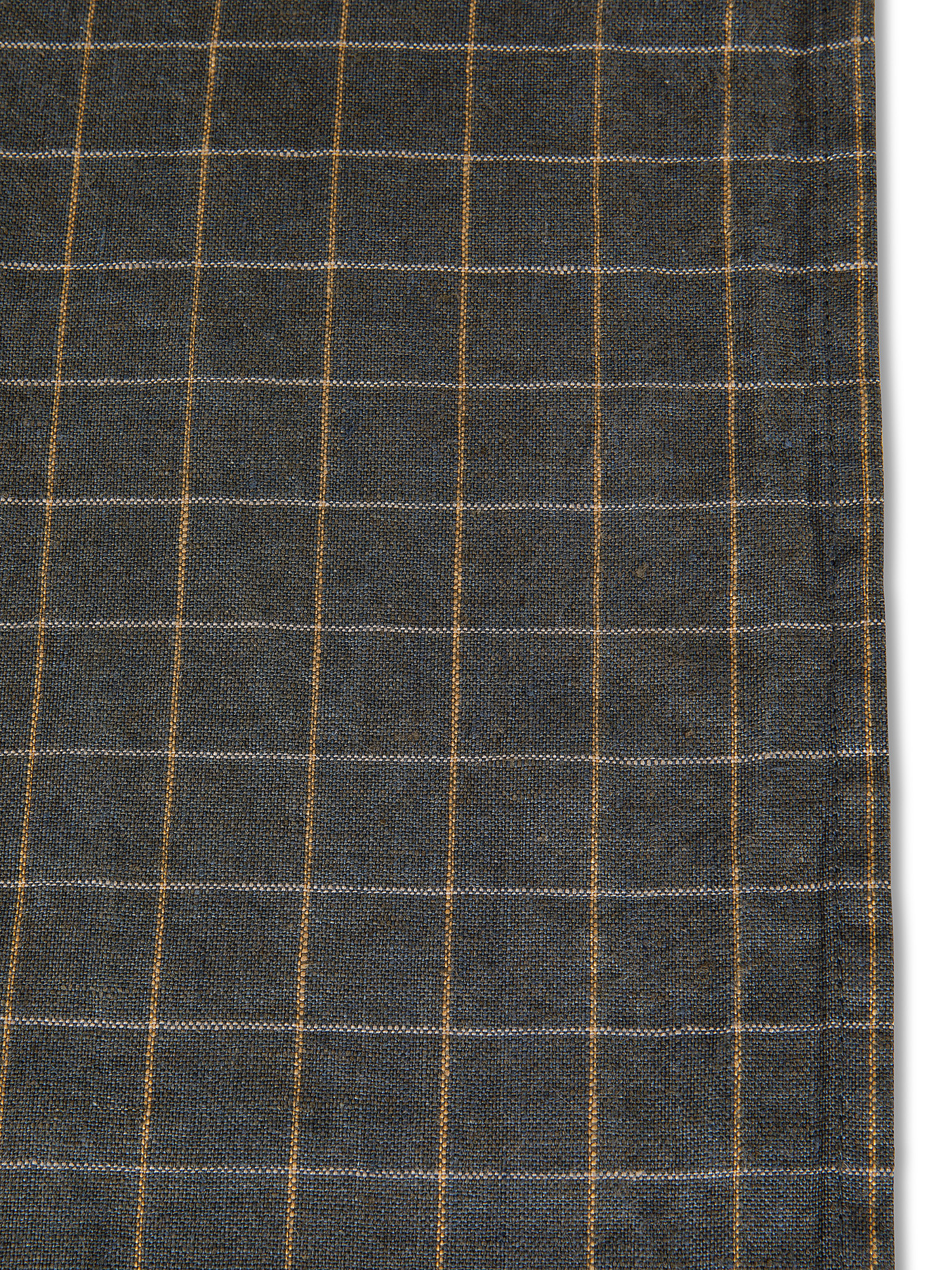Pure linen table runner with checked pattern, Black, large image number 1