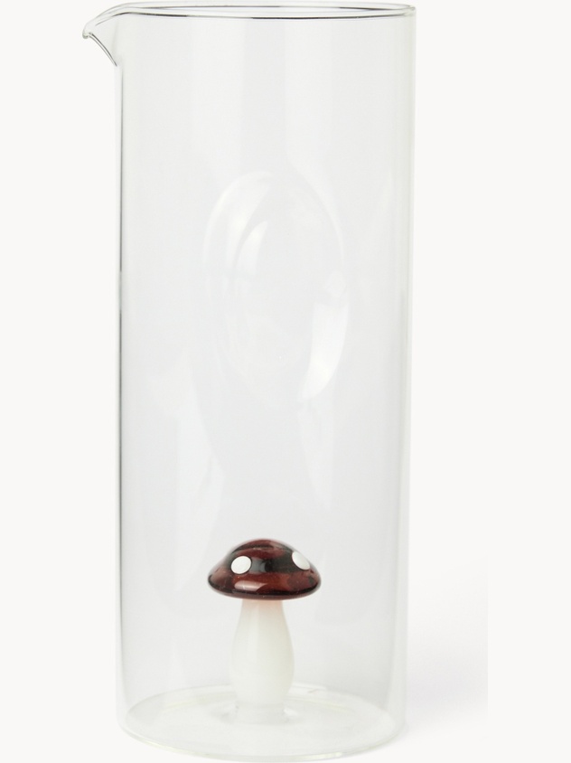 Borosilicate glass carafe with mushroom detail