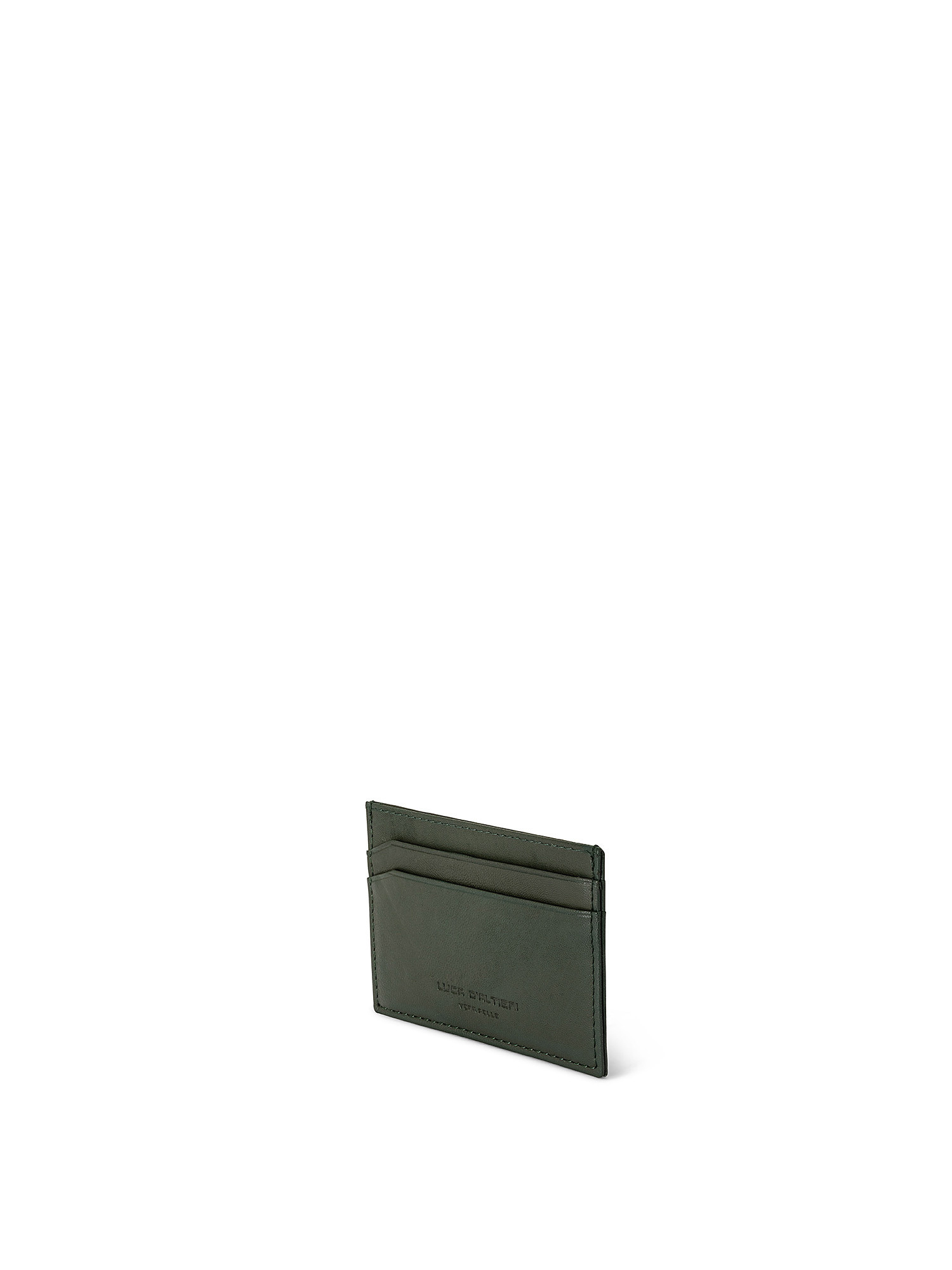 Solid color genuine leather credit card holder, Dark Green, large image number 1