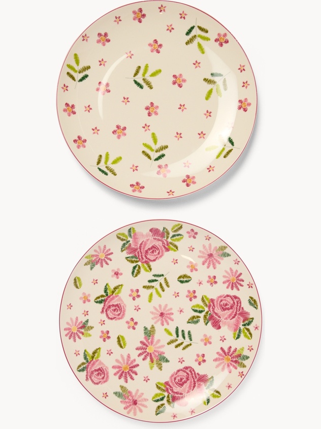 Piatto da portata in new bone china motivo rose - Prezzo di lancio