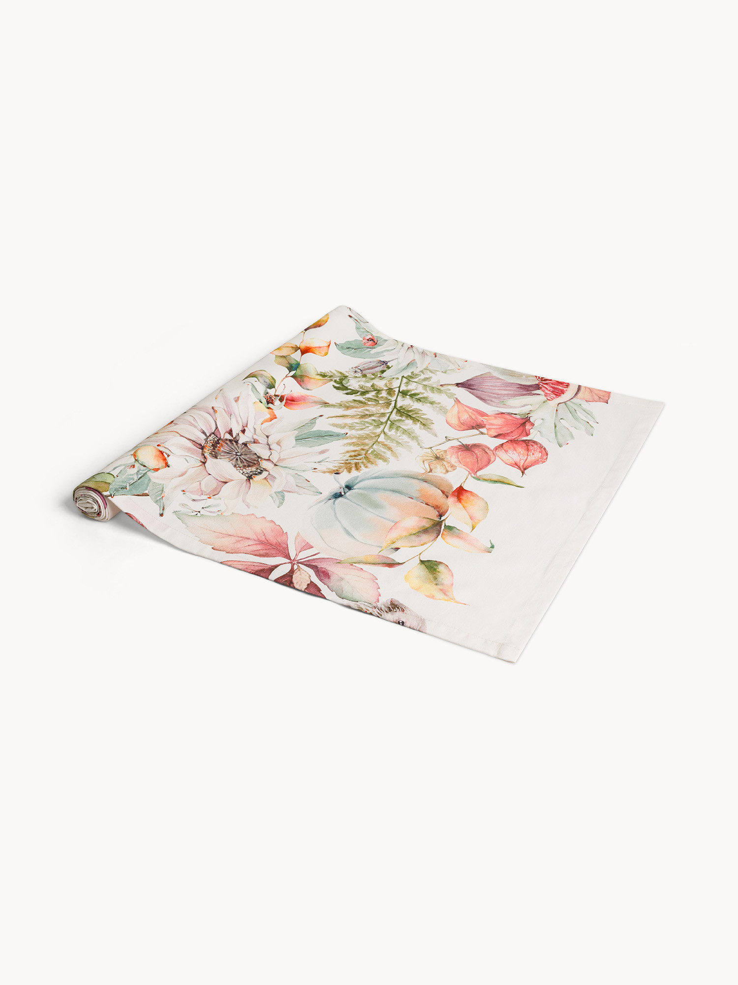 Mirabel table runner by Tessitura Randi in durable printed pure cotton drill, White, large image number 0