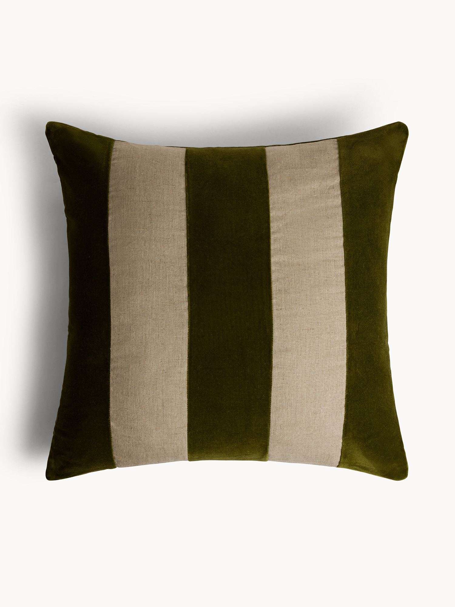 50x50 cm velvet cushion with contrasting stripes, Green, large image number 0