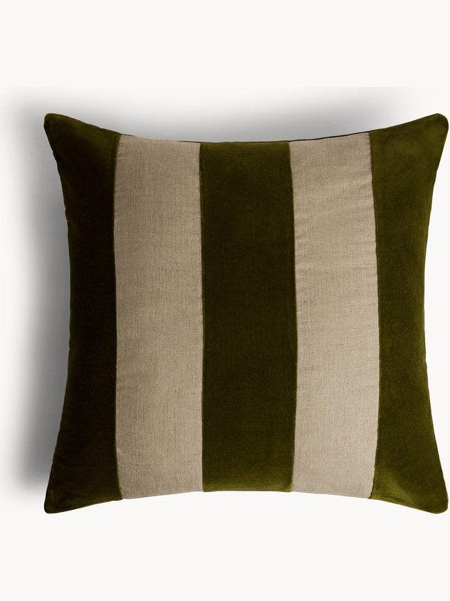 Cuscino 50x50 cm in velluto righe a contrasto