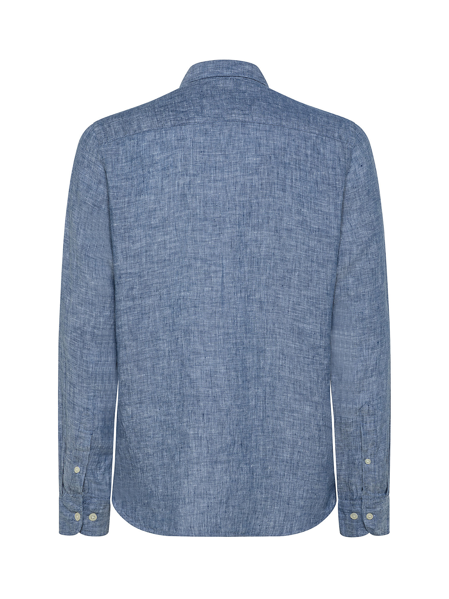 Camicia puro lino collo francese, Blu, large image number 1
