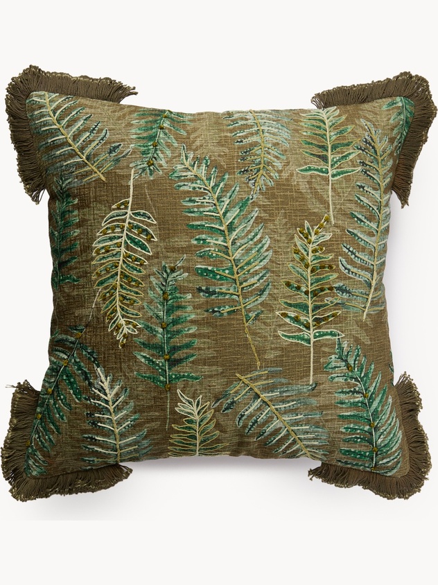 Cuscino stampato con frangette 45x45cm