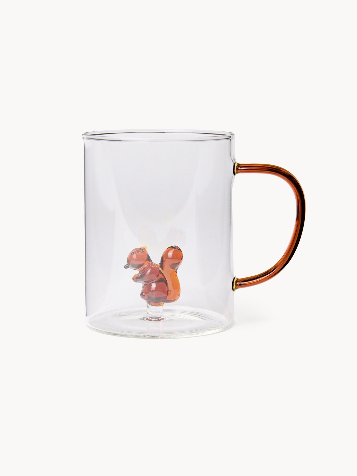 Borosilicate glass mug with a squirrel detail, Transparent, large image number 0