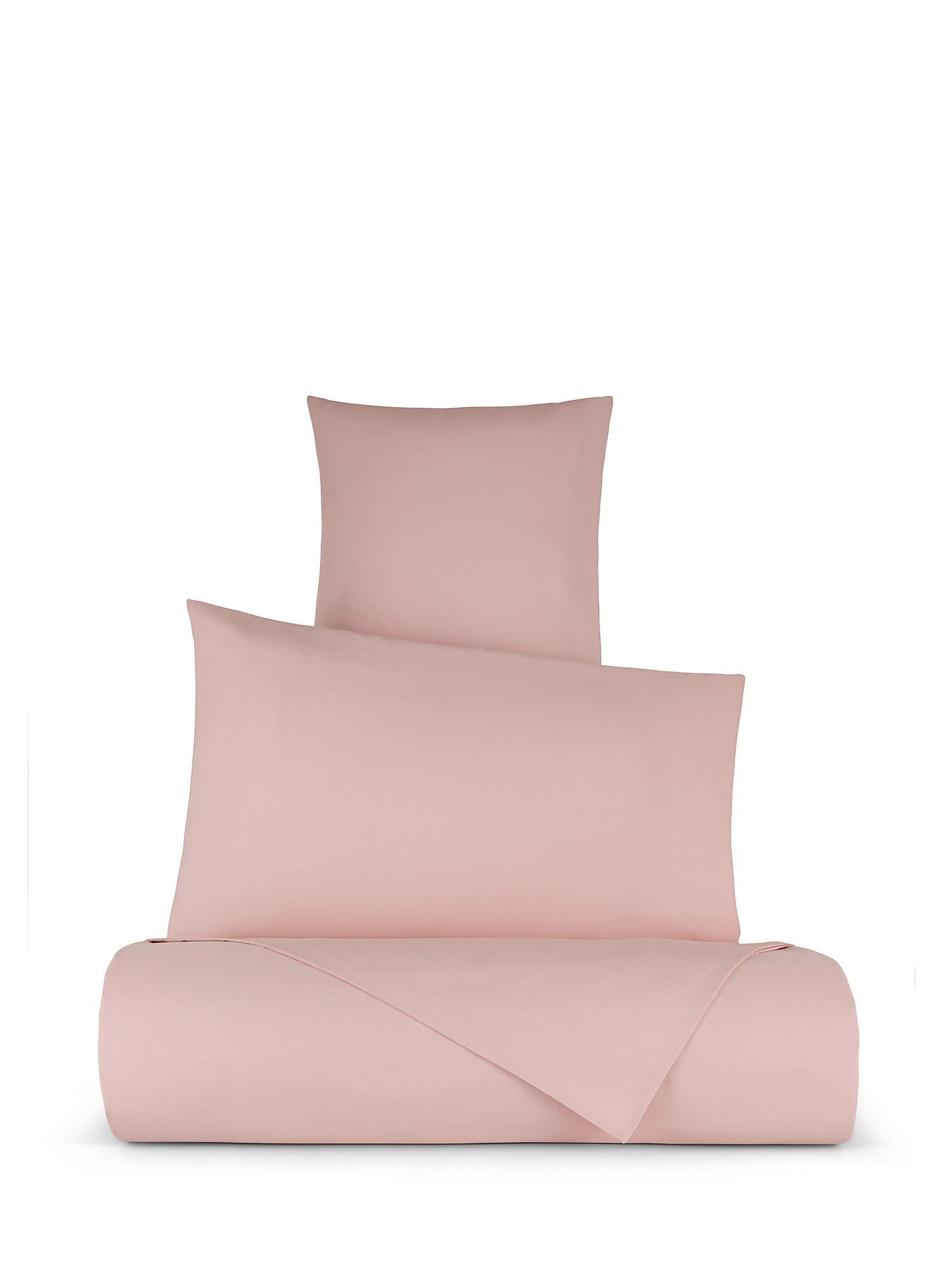 Solid color percale cotton duvet cover set, Pink, large image number 0