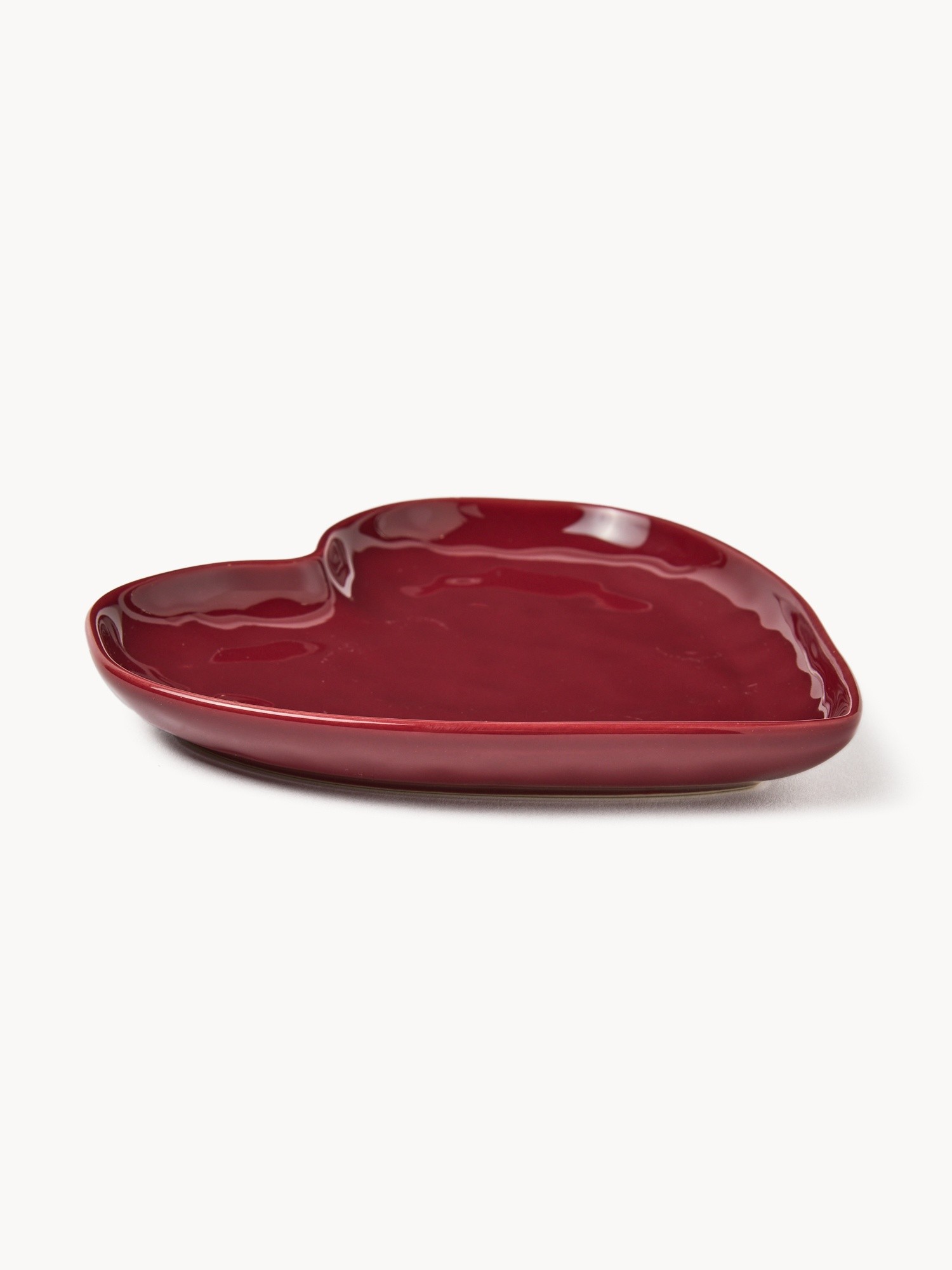 Heart-shaped ceramic small plate, Red Bordeaux, large image number 1