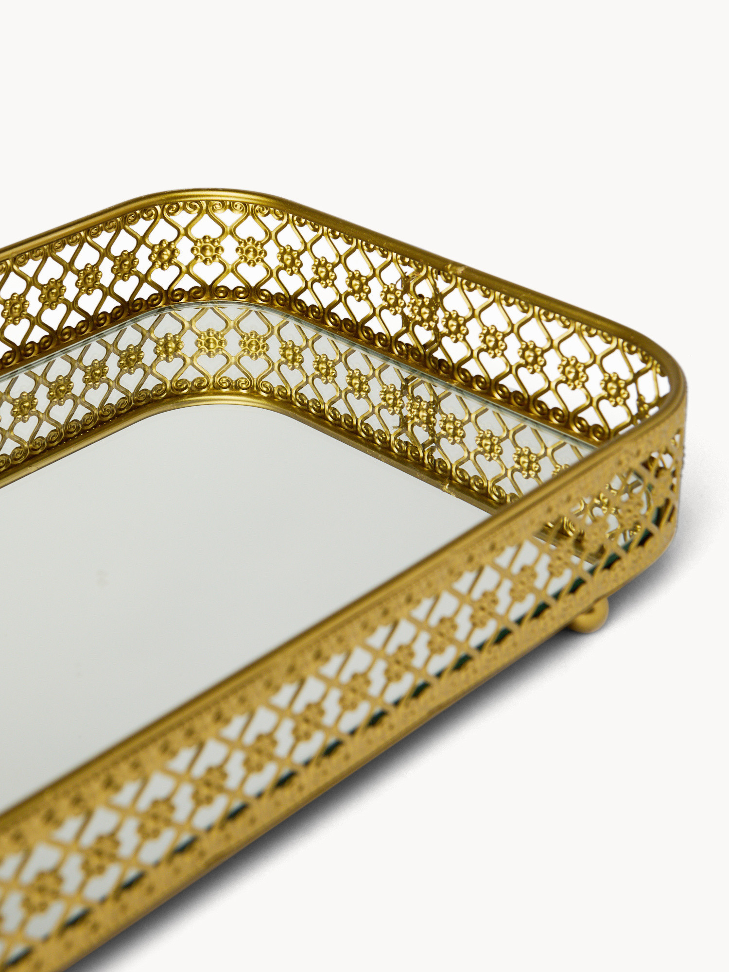 Vassoio con specchio, Oro, large image number 1