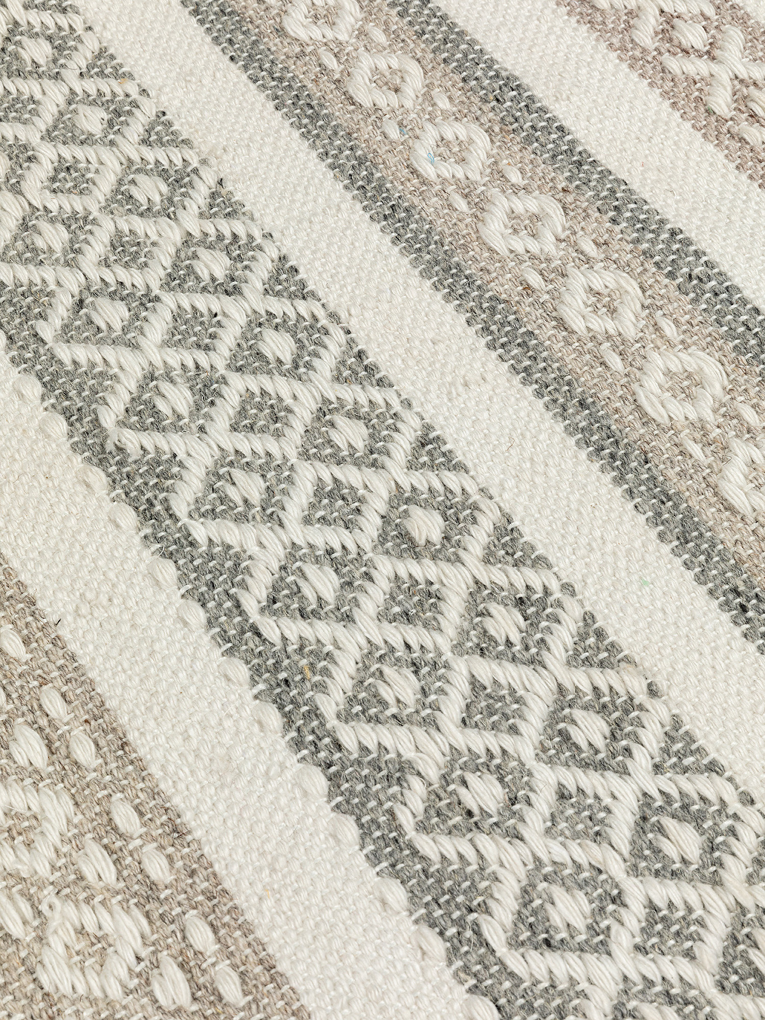 Geometric pattern fabric rug, Beige, large image number 1
