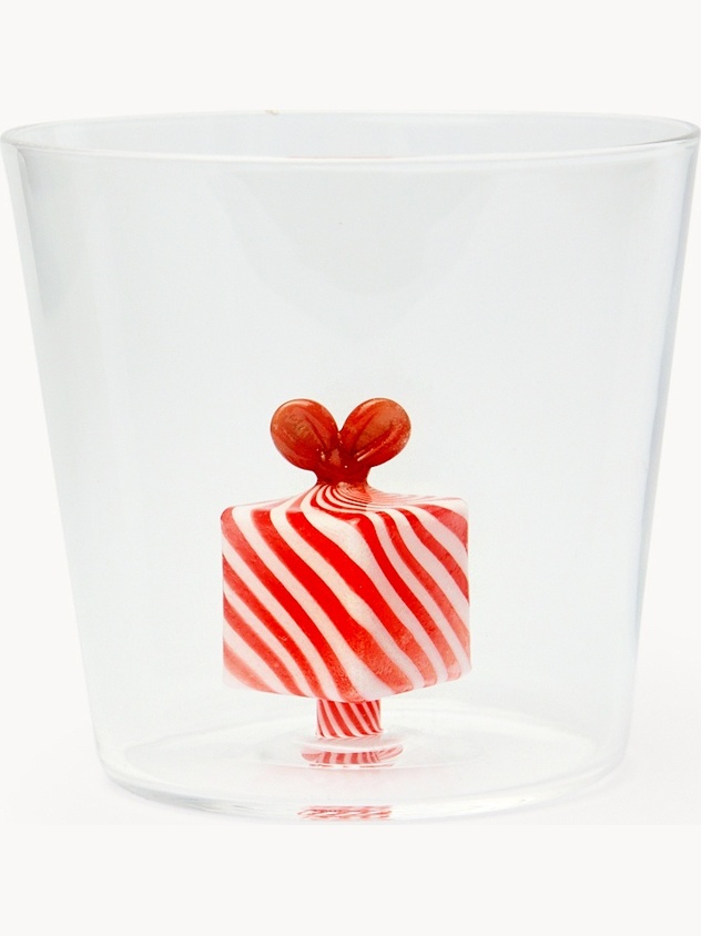 Bicchiere in vetro borosilicato dettaglio regalo