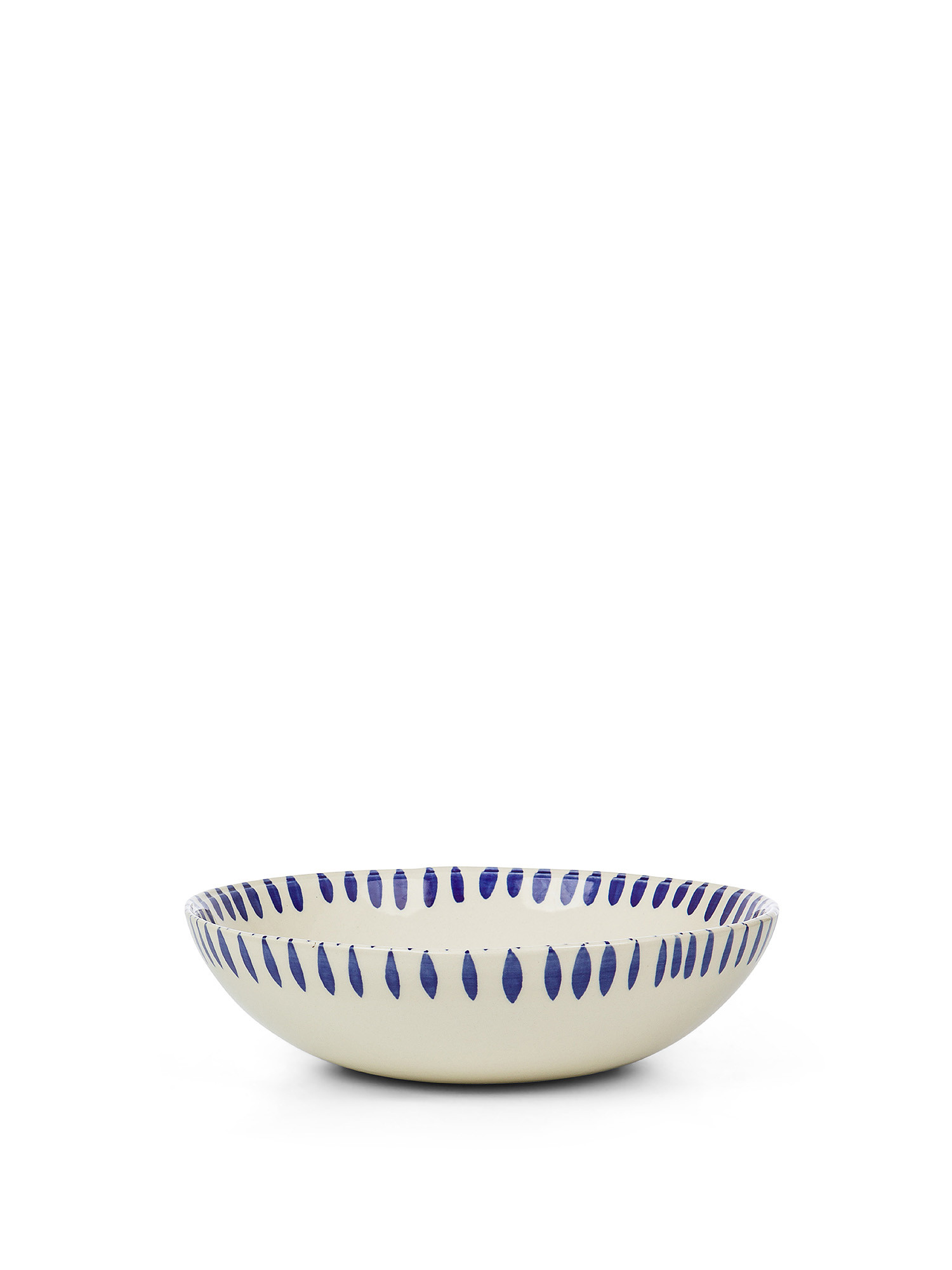 Piatto fondo ceramica motivo fiori, Blu, large image number 0