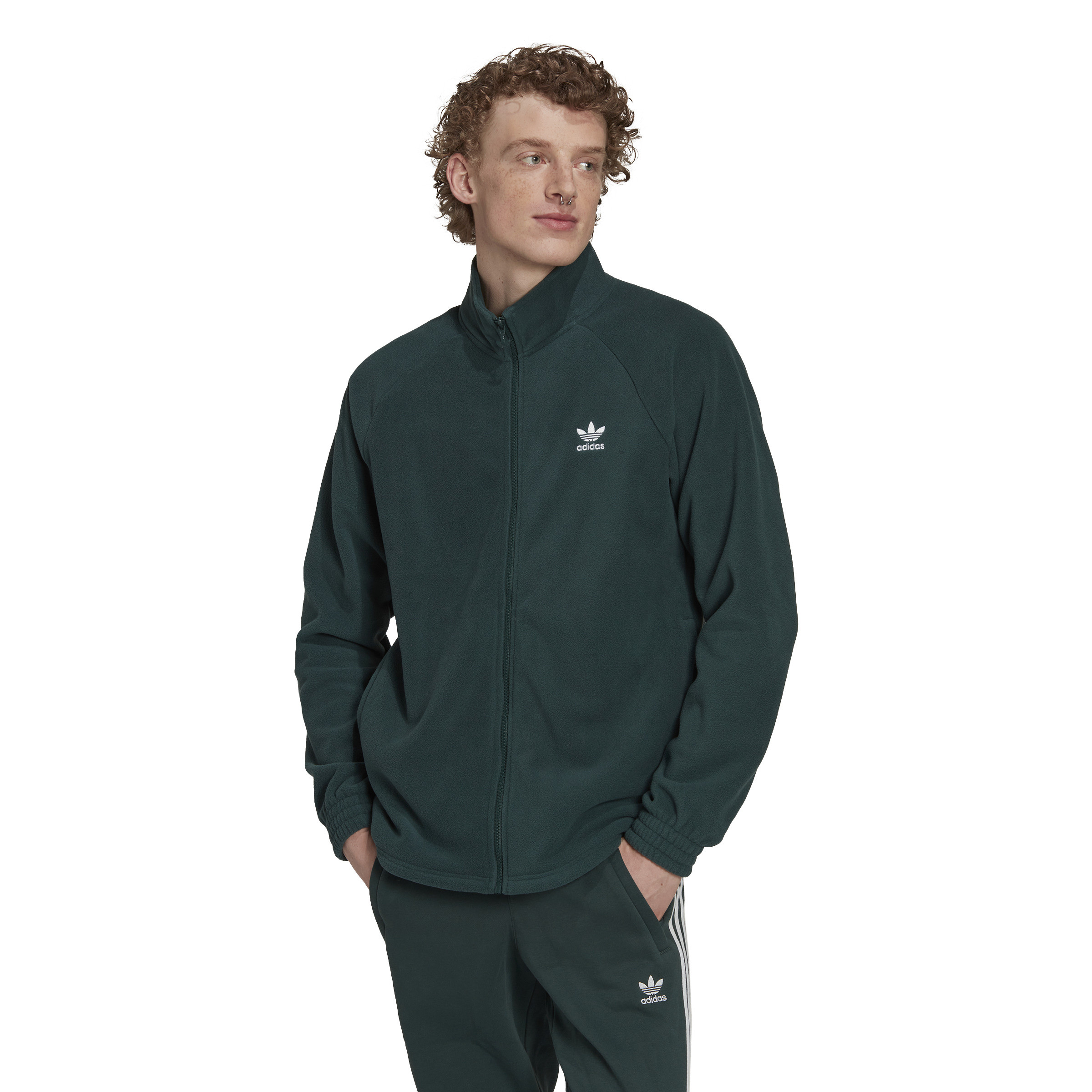 Adidas - Adicolor Classics Trefoil Fleece Jacket, Dark Green, large image number 1