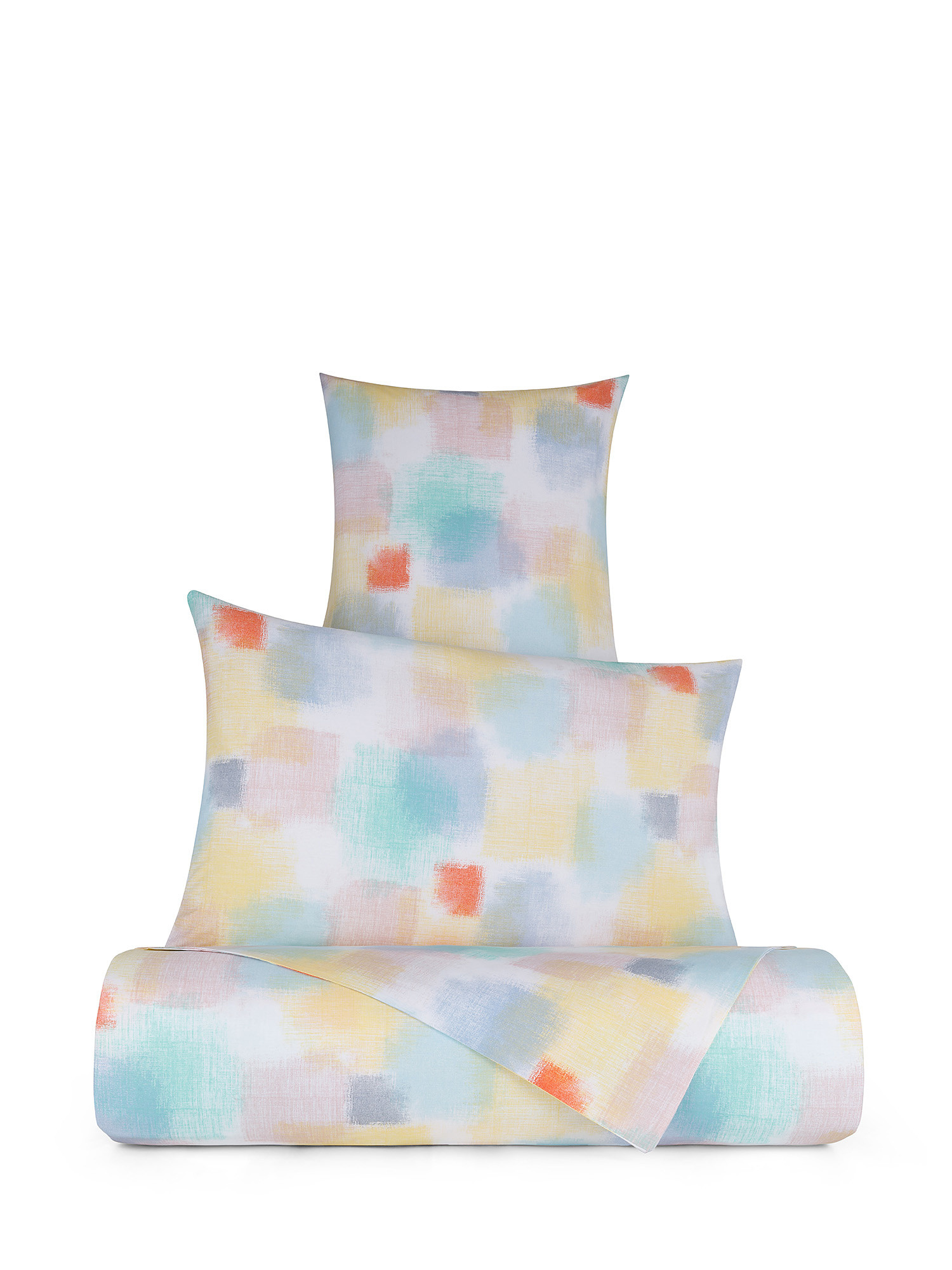 Watercolor patterned cotton percale duvet cover set, Multicolor, large image number 0