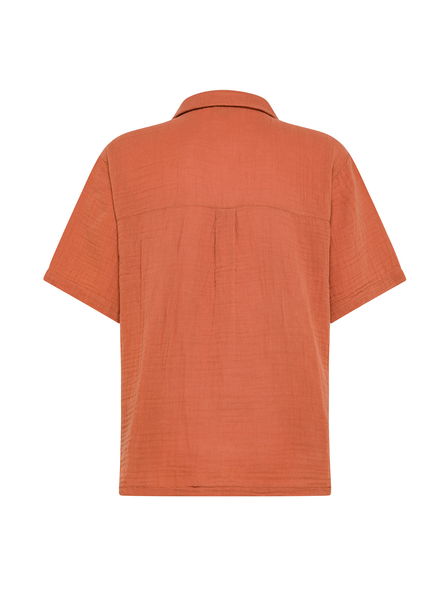 Half-sleeved cotton muslin shirt., Orange Amber, large image number 1