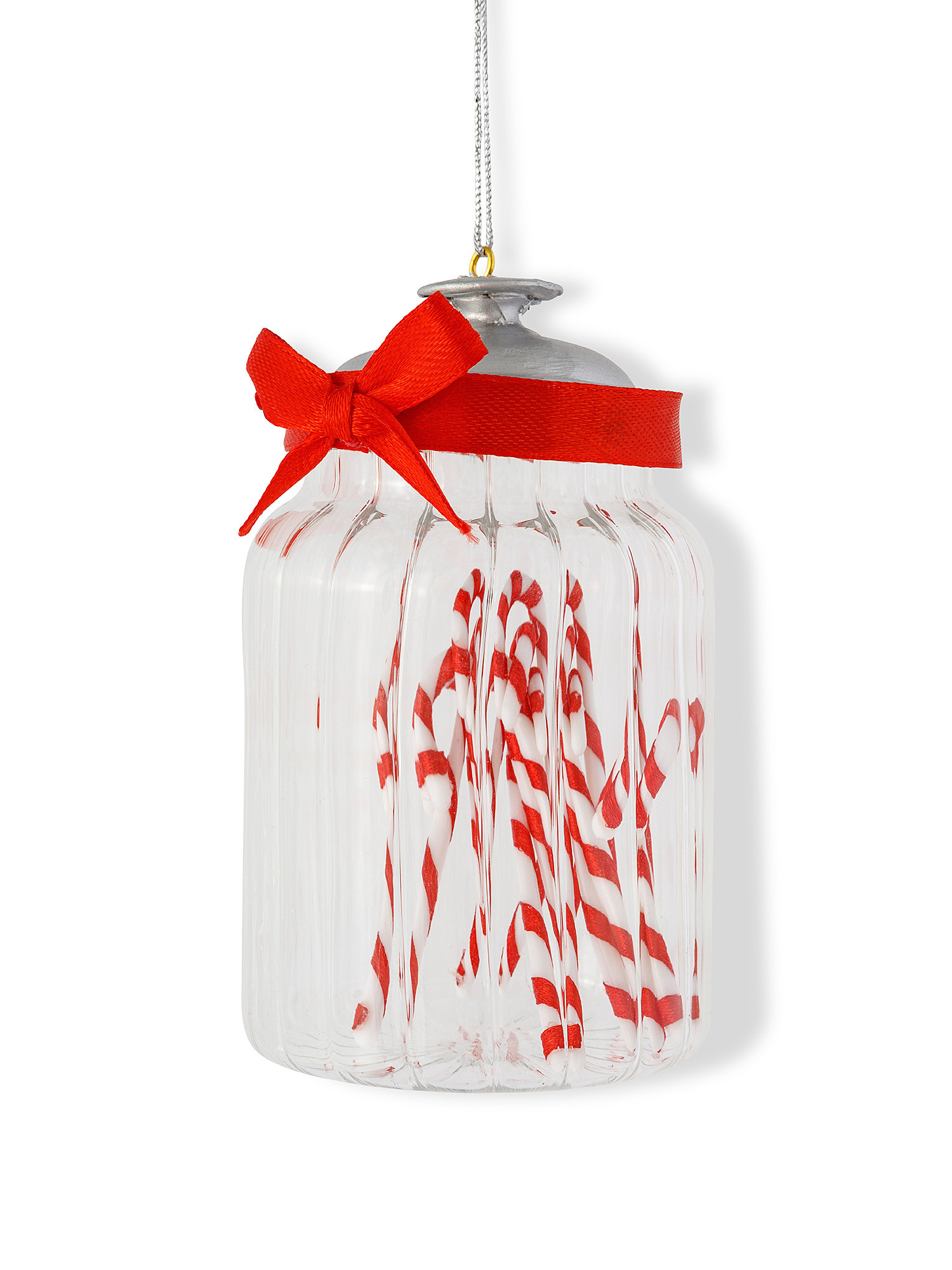 Candy canes glass jar tree decoration, Red, large image number 1