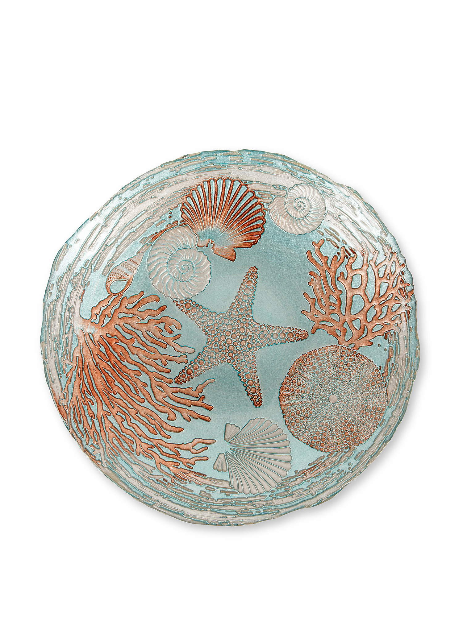 Glass centerpiece with coral motif, Teal, large image number 1