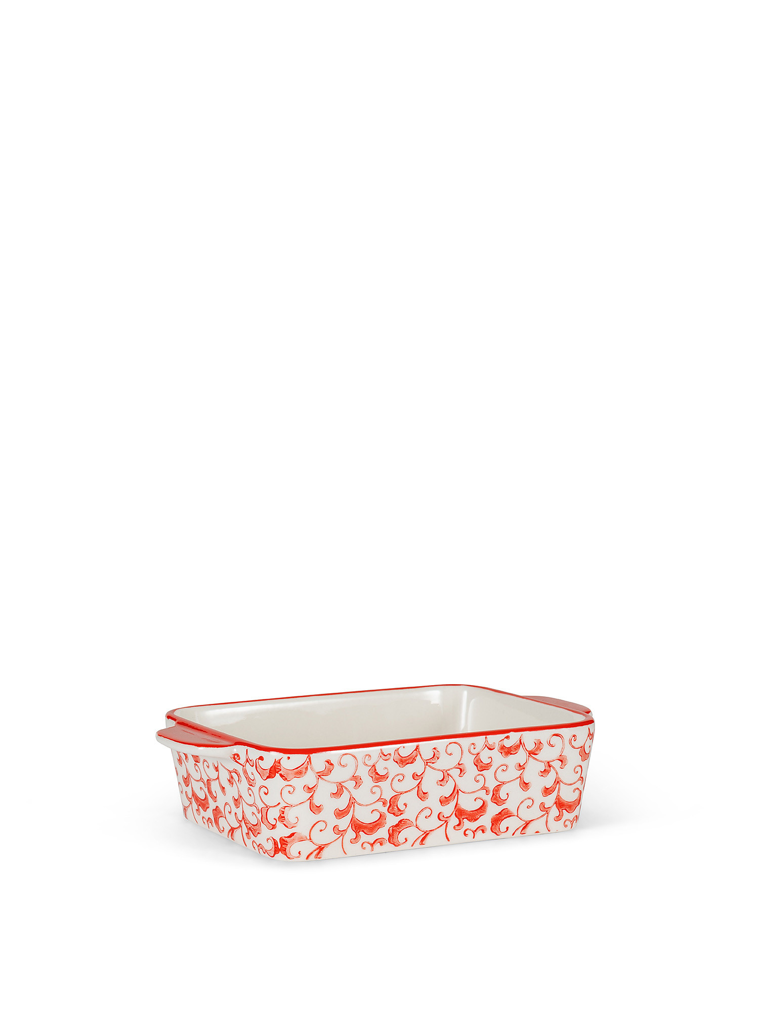 Small baking dish in decorated stoneware, White, large image number 0