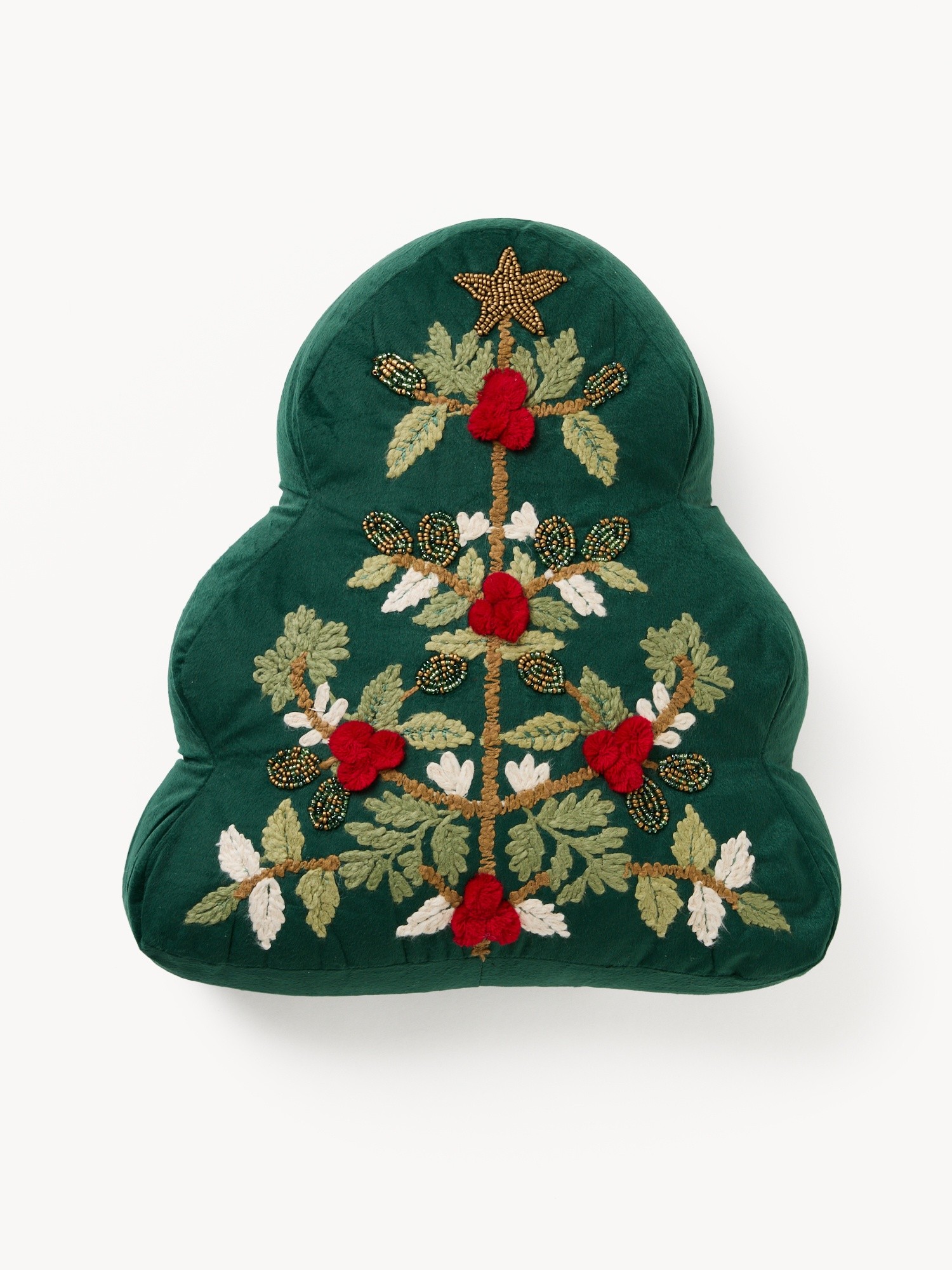 Christmas tree-shaped cushion, Green, large image number 0