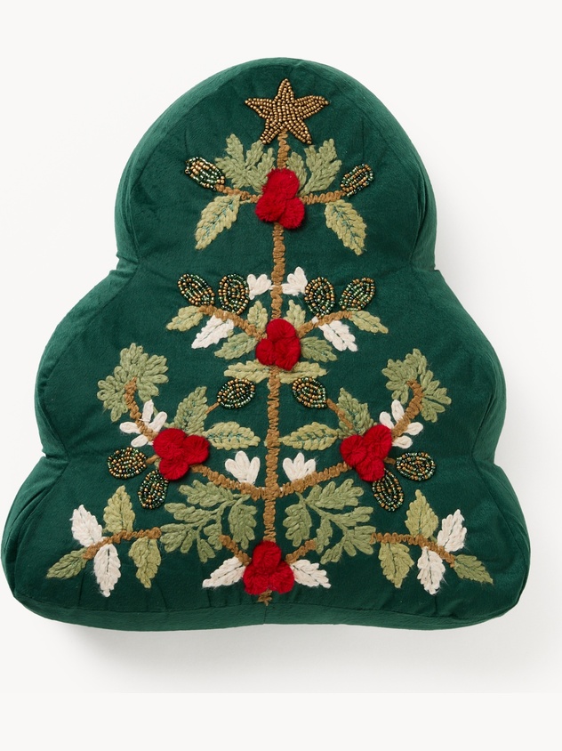 Christmas tree-shaped cushion