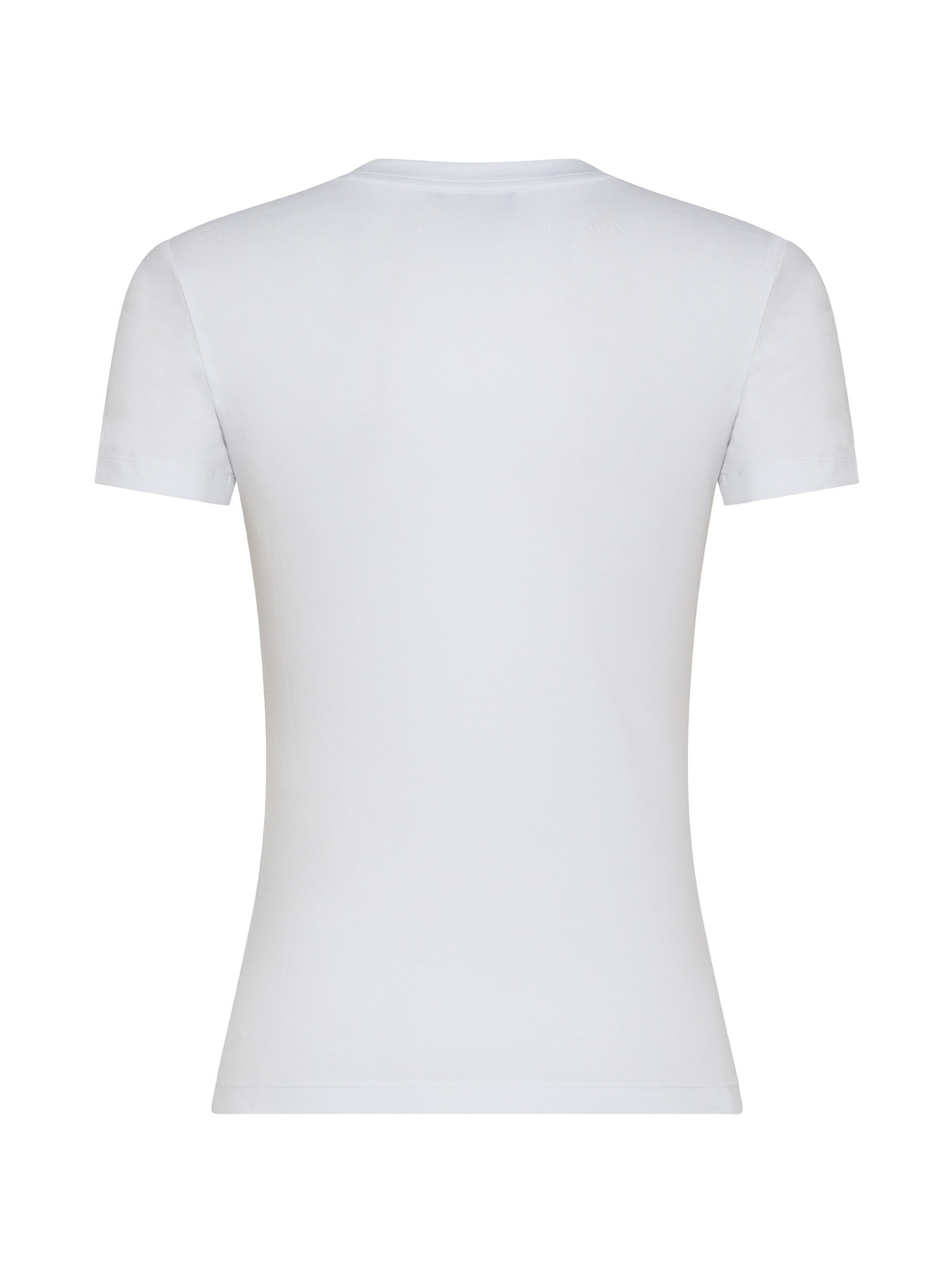 Emporio Armani - T-shirt con logo strass, Bianco, large image number 1