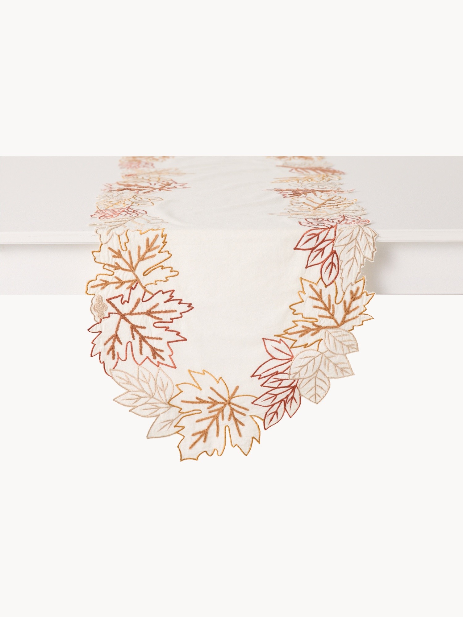 Embroidered foliage cotton table runner, Multicolor, large image number 1