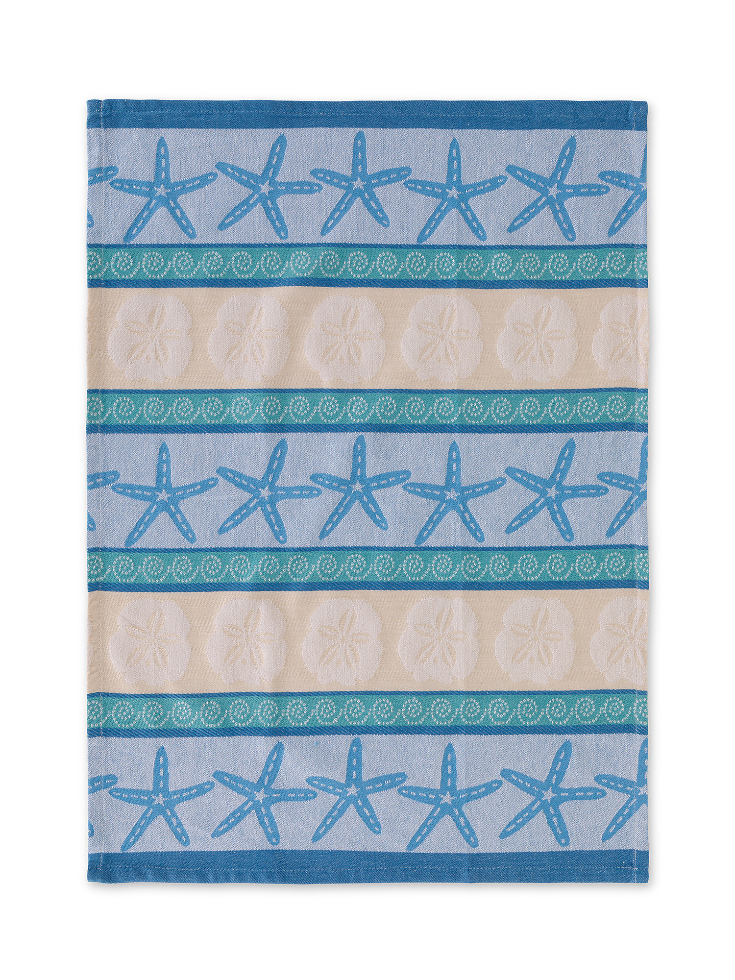 Set of 3 jacquard cotton tea towels with marine motif, Light Blue, large image number 2