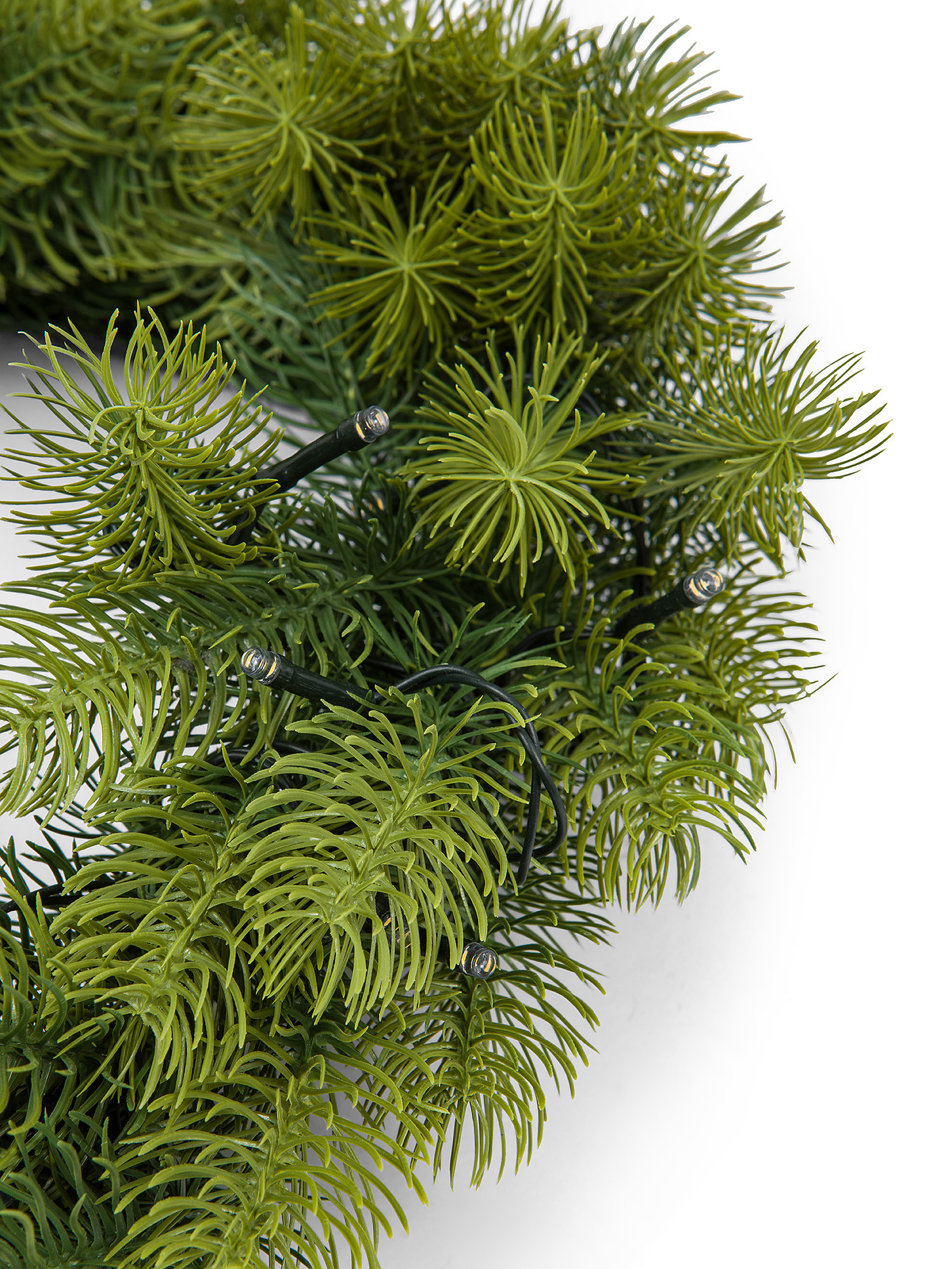Corona decorativa con rami di pino con 20 led, Verde, large image number 1